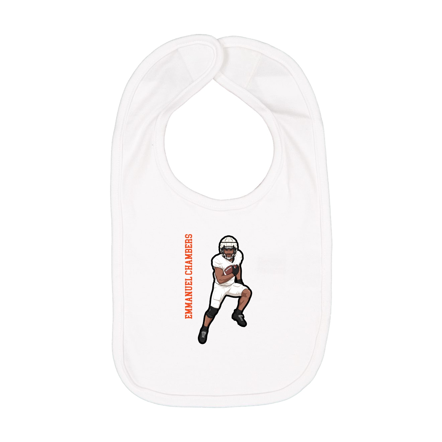 Infant Bib — Name Vertical in White