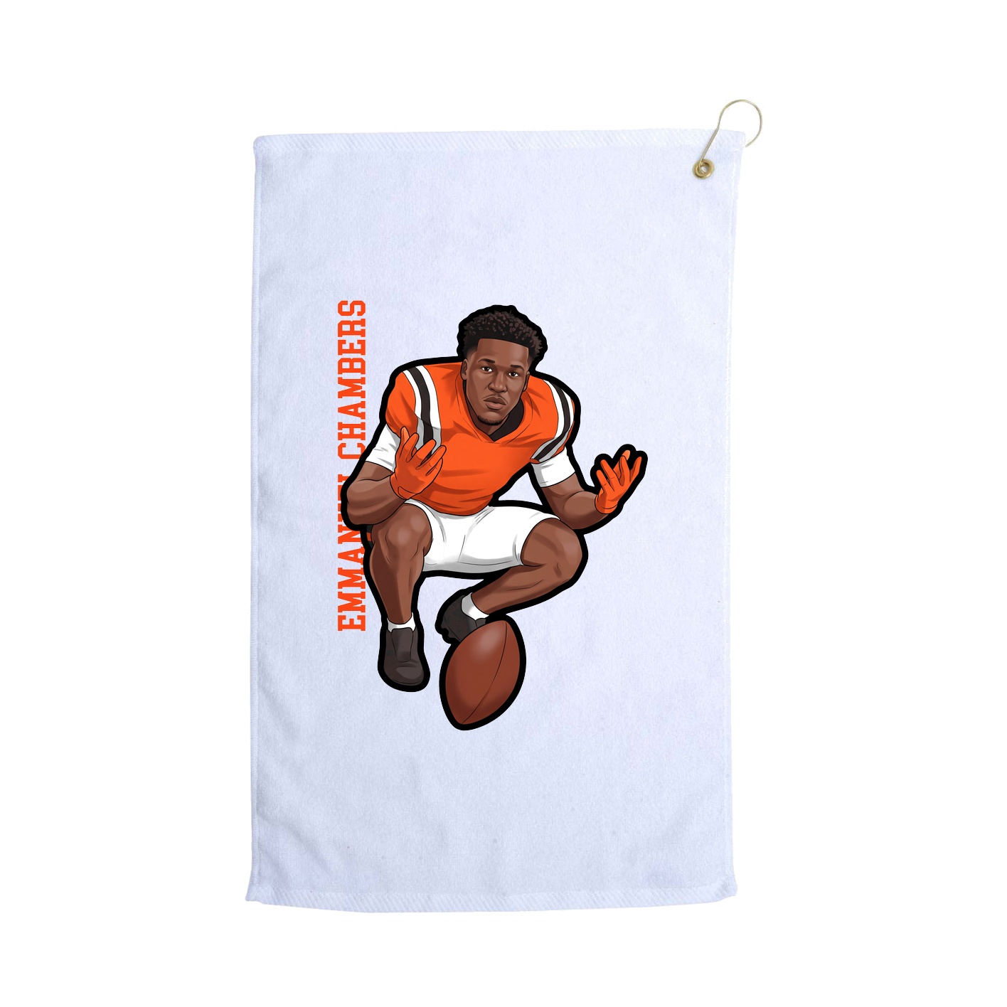 Golf Towel — Name Vertical in White
