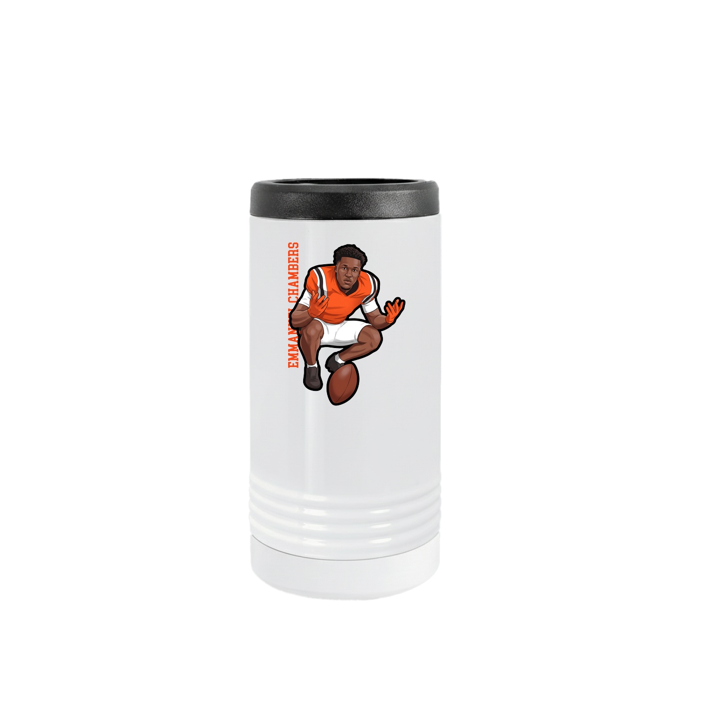Slim Beverage Holder — Name Vertical in White