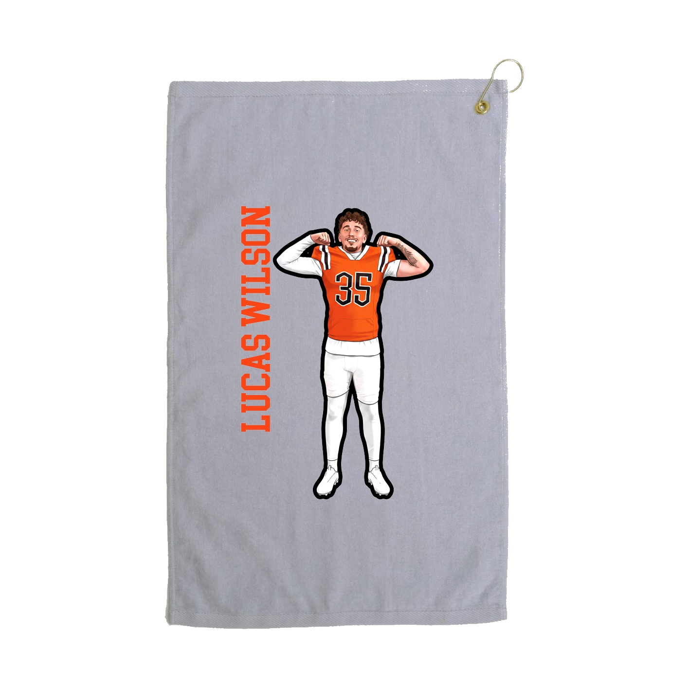 Golf Towel — Name Vertical in Grey