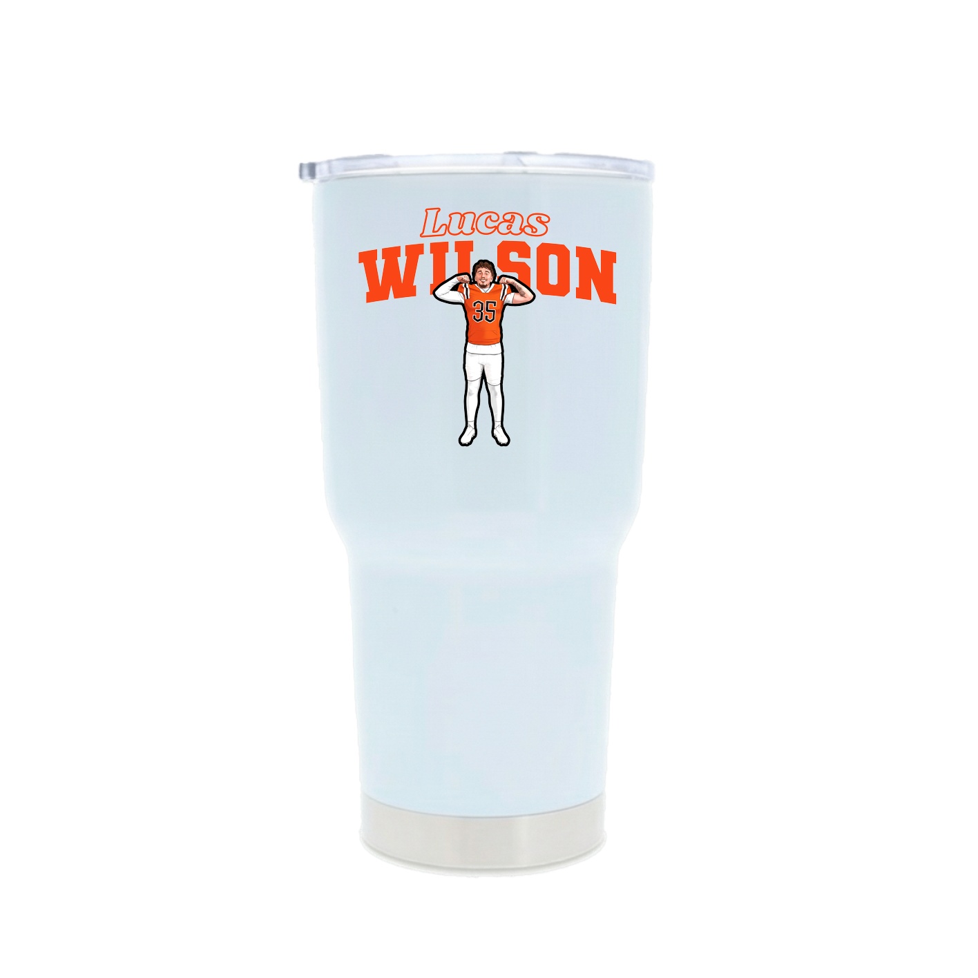 30oz Stainless Steel Tumbler — Name Arch in White