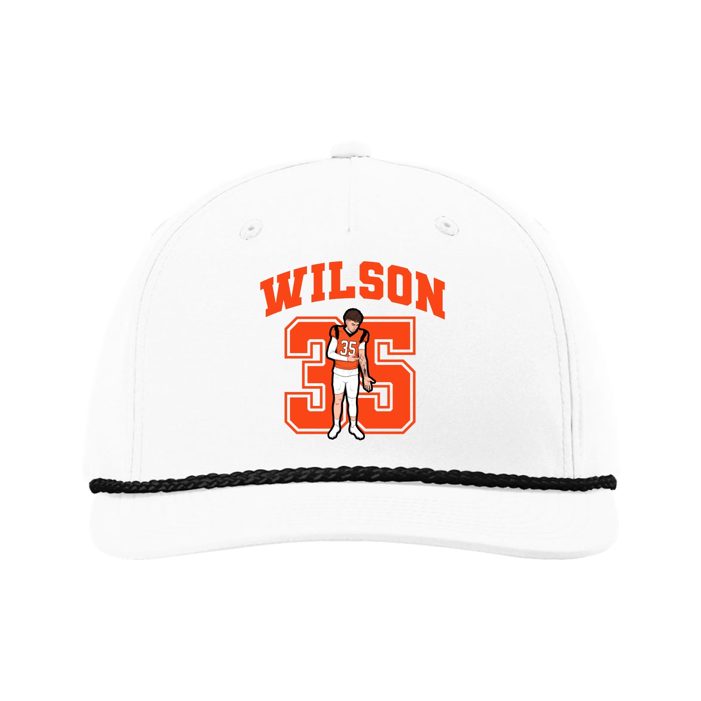 Five-Panel Classic Rope Cap — Number in White