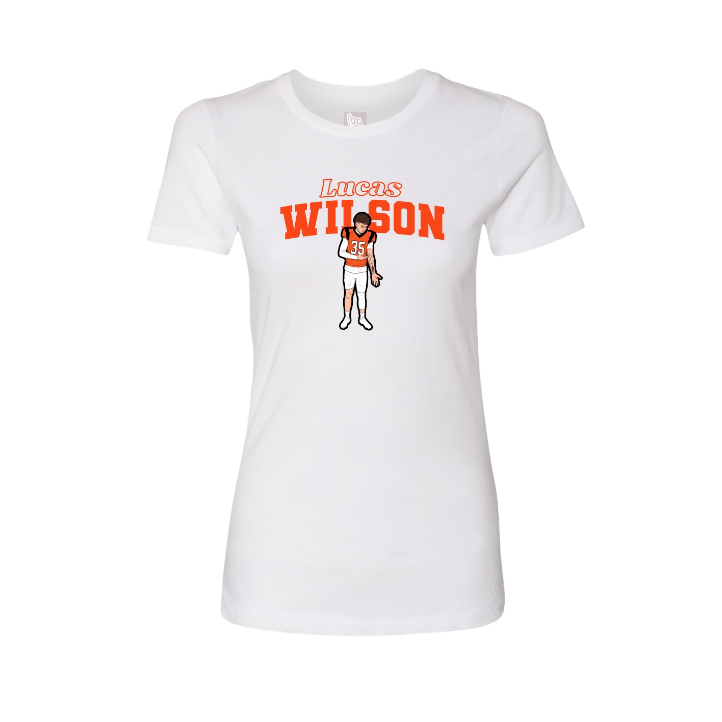 Fitted Women's Tee — Name Arch in White