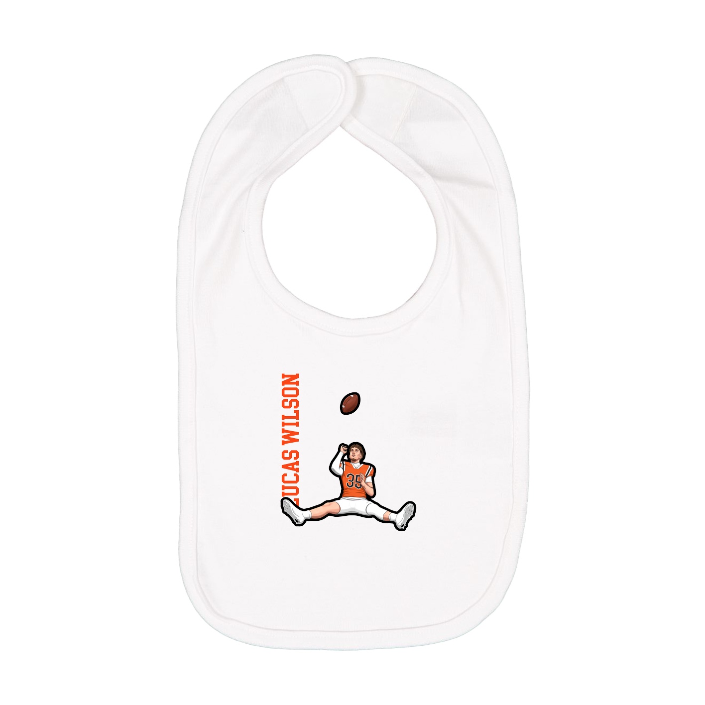 Infant Bib — Name Vertical in White