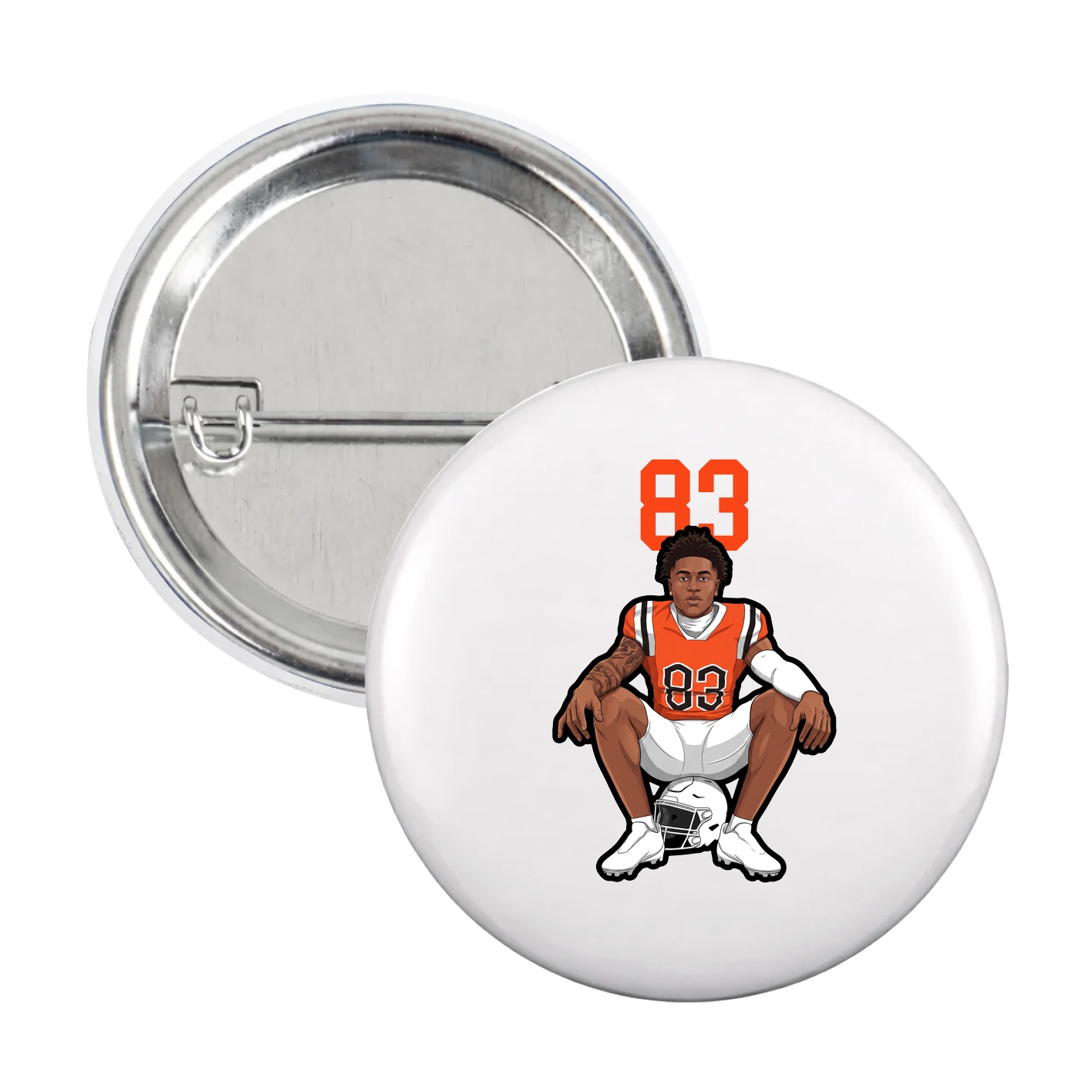 Game Day Button — Number Top in White