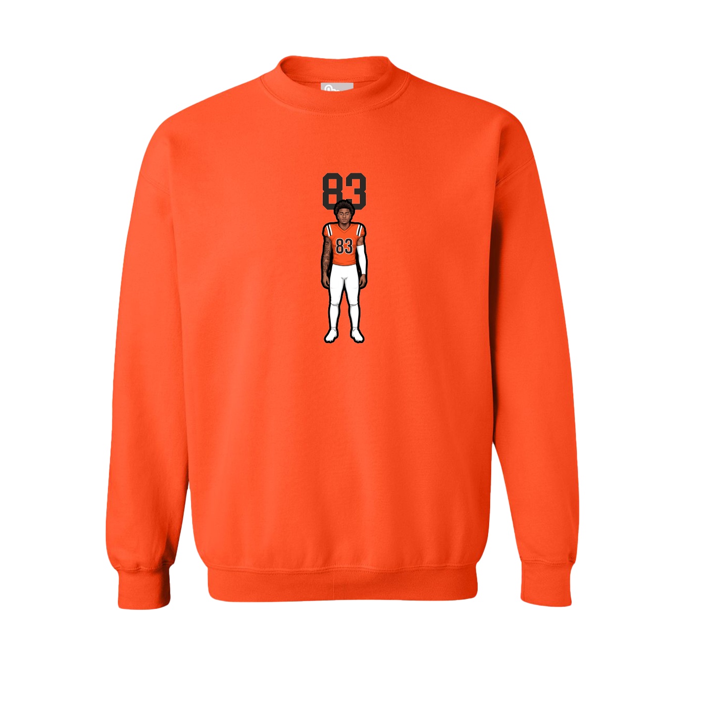 Fleece Crew — Number Top in Orange