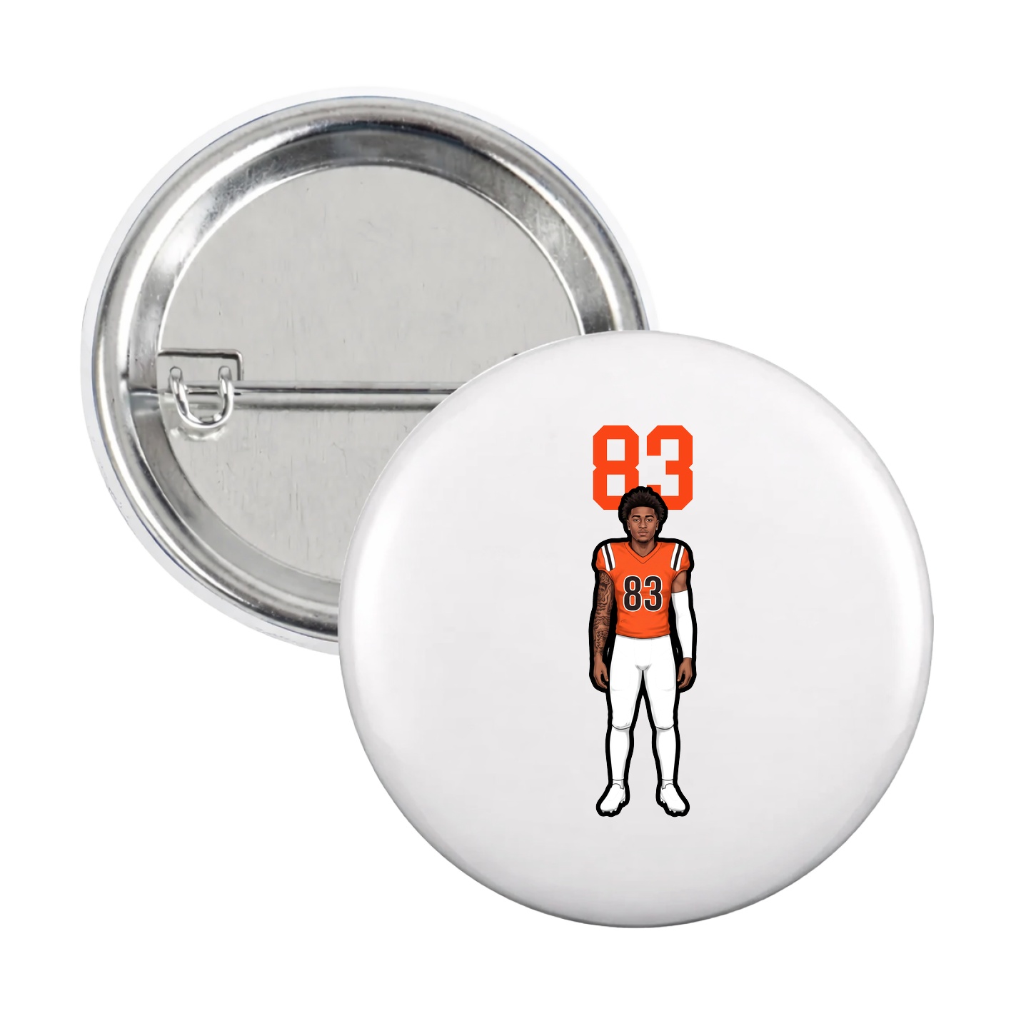 Game Day Button — Number Top in White