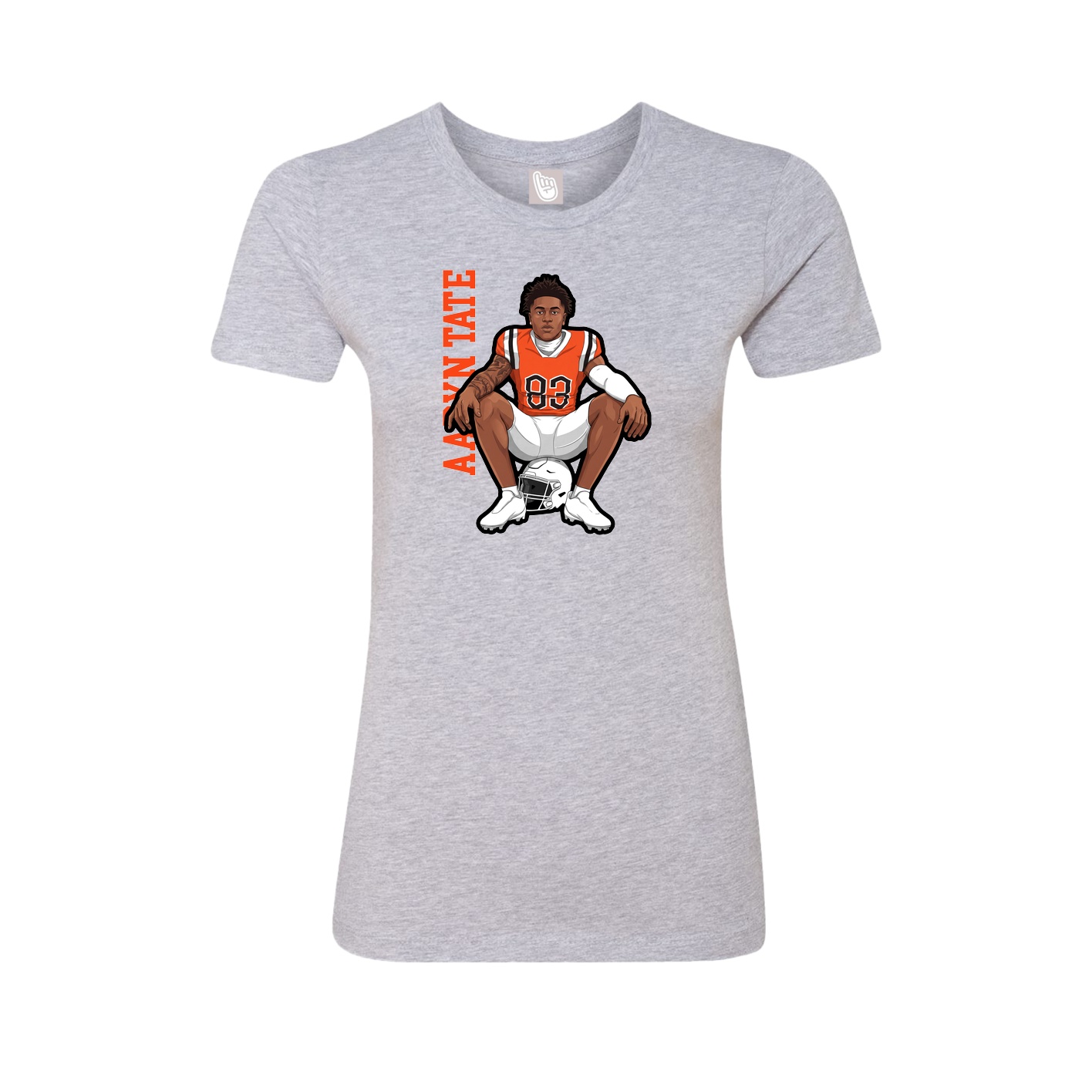Fitted Women's Tee — Name Vertical in Grey