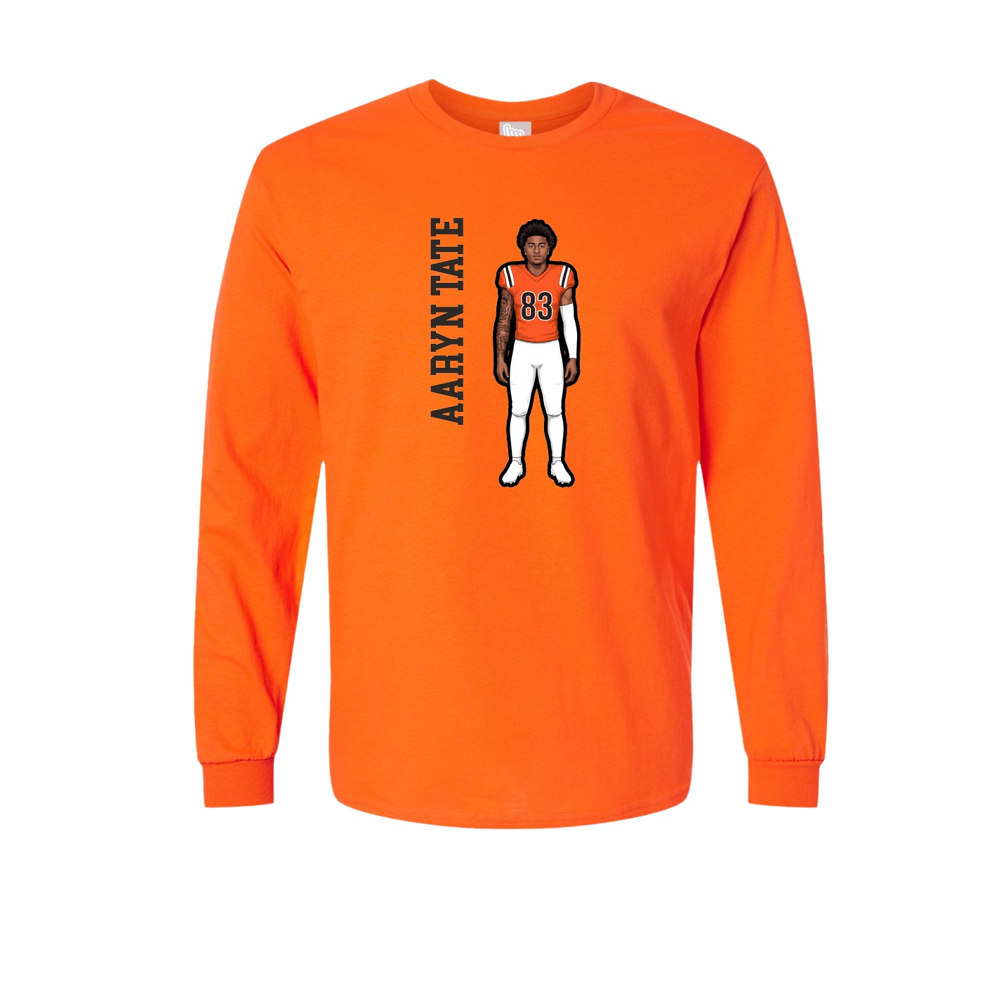 Long Sleeve Tee — Name Vertical in Orange