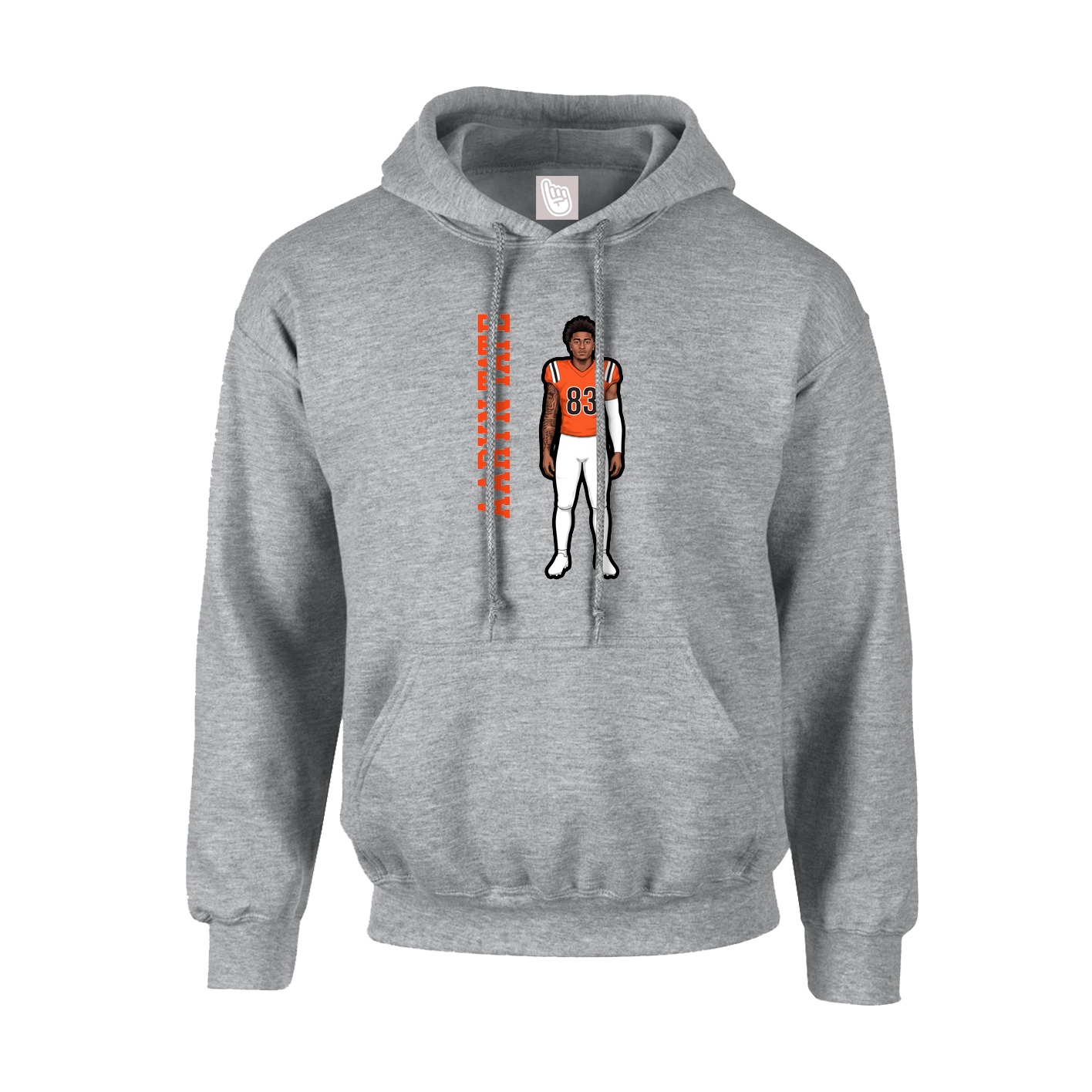 Youth Hoodie — Name Vertical in Grey