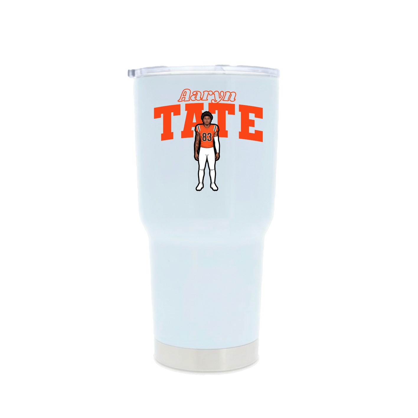 30oz Stainless Steel Tumbler — Name Arch in White