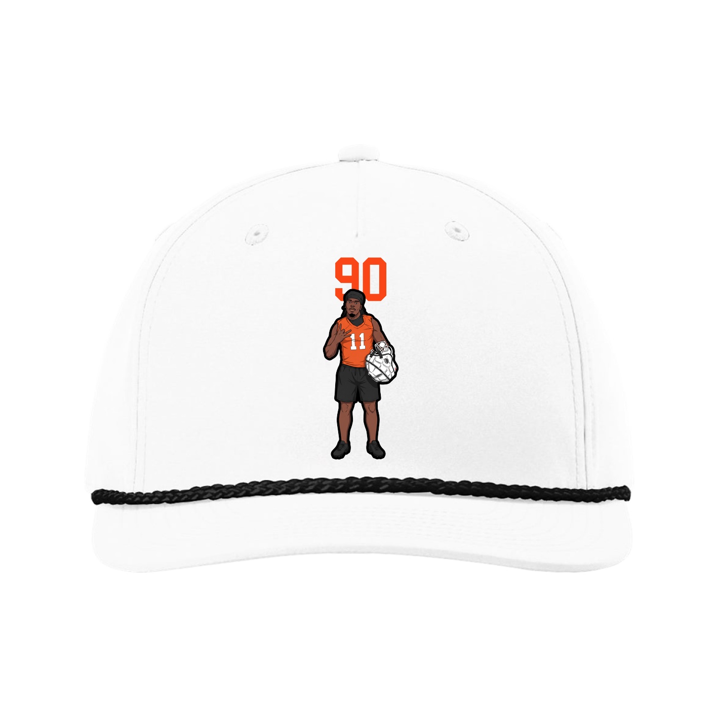 Five-Panel Classic Rope Cap — Number Top in White