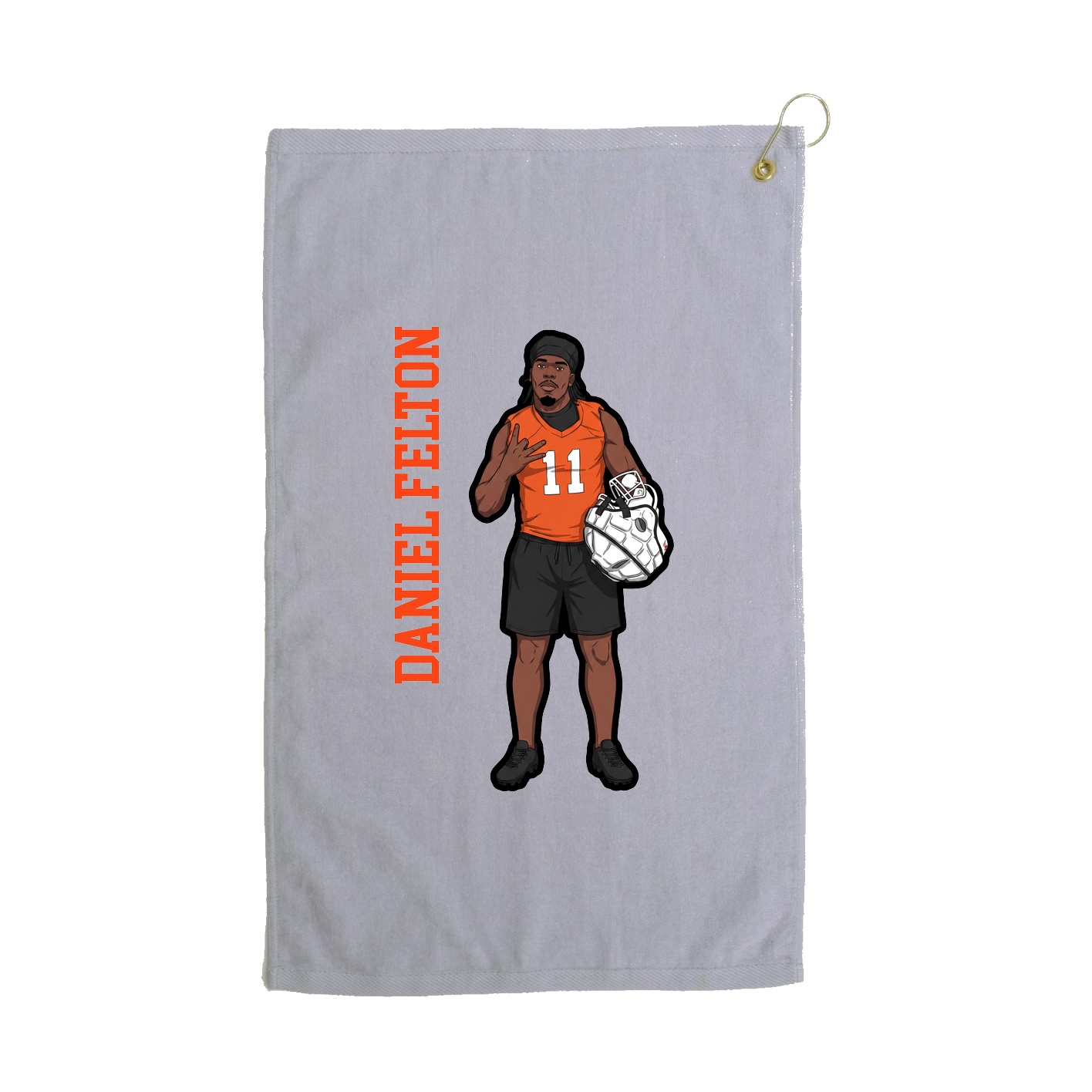Golf Towel — Name Vertical in Grey