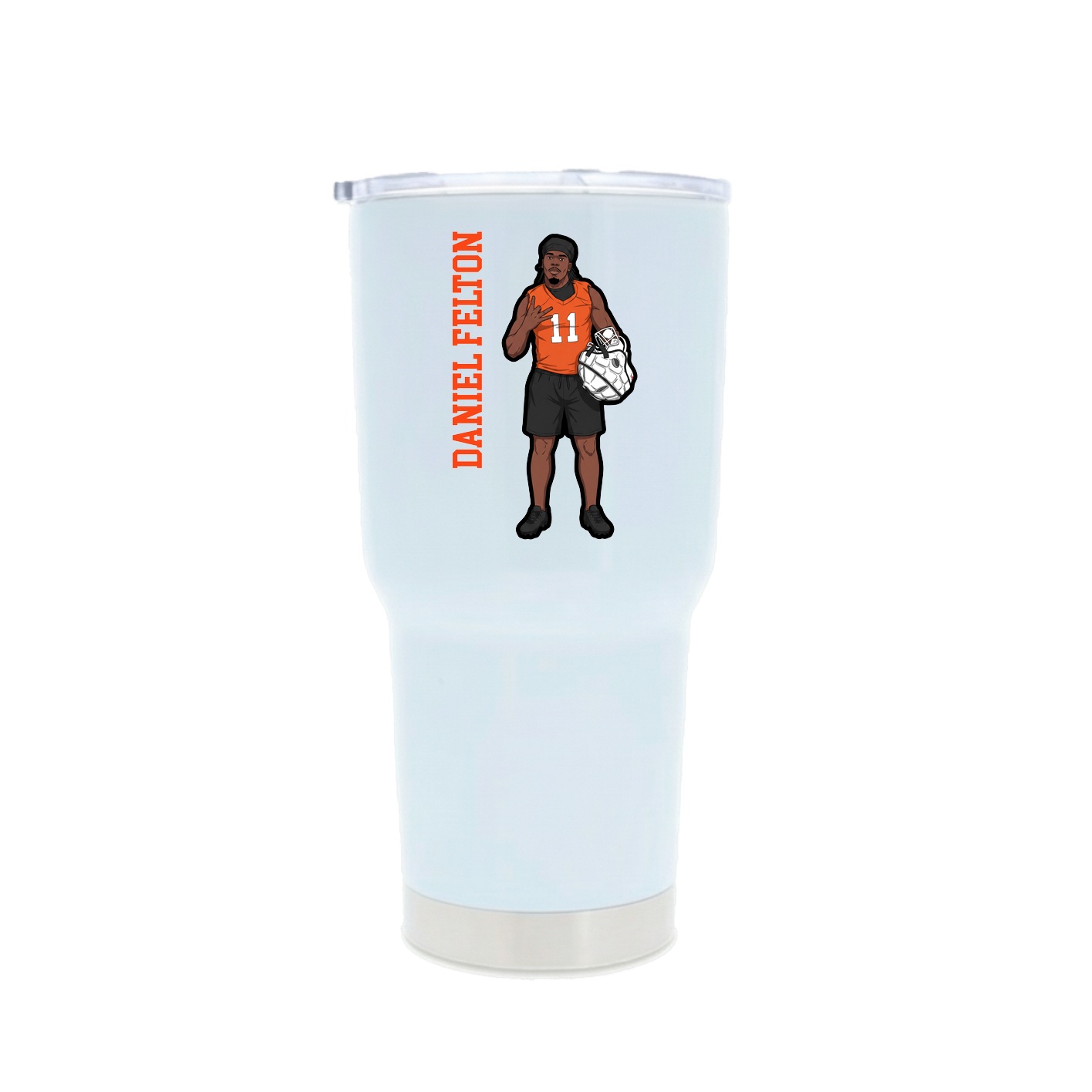 30oz Stainless Steel Tumbler — Name Vertical in White