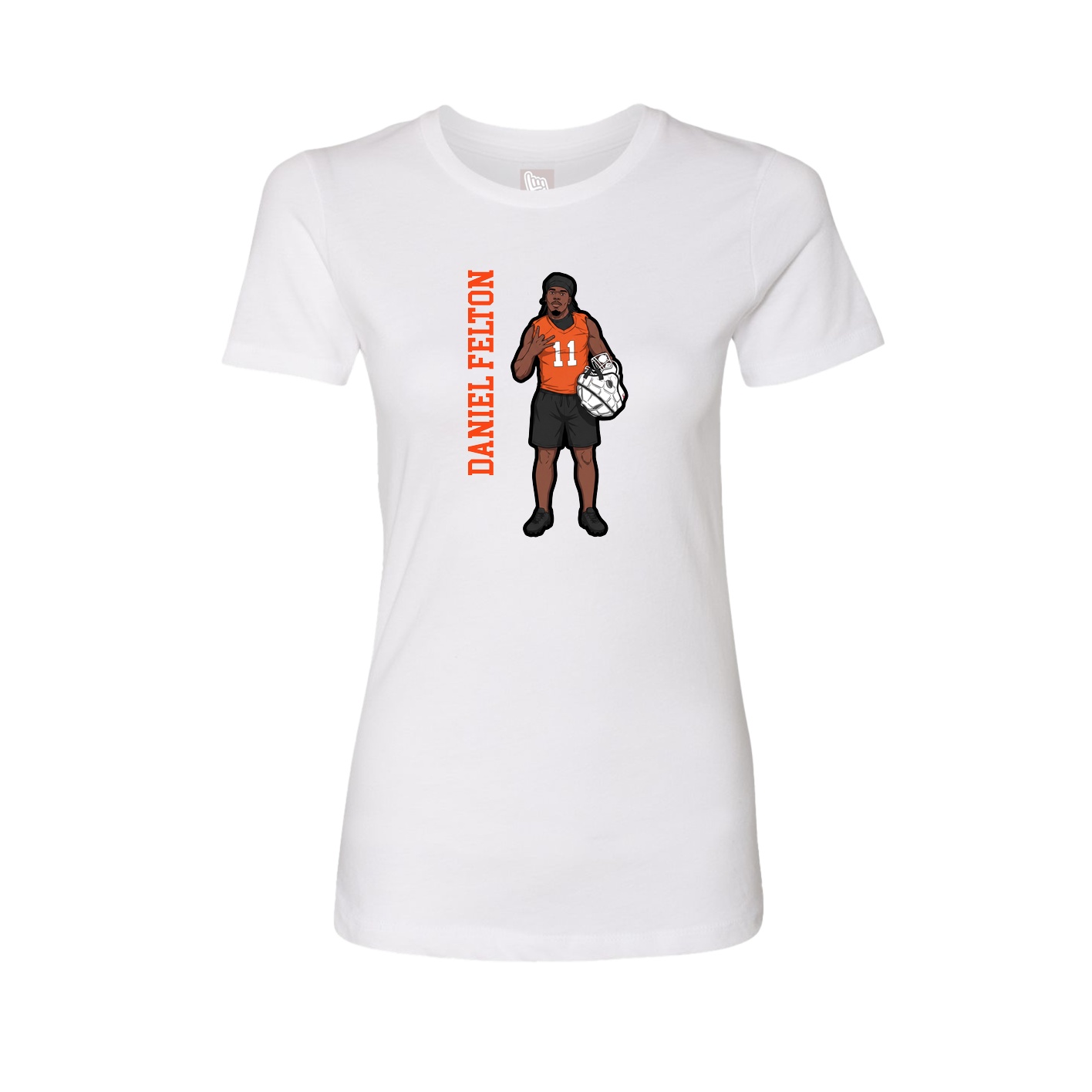 Fitted Women's Tee — Name Vertical in White