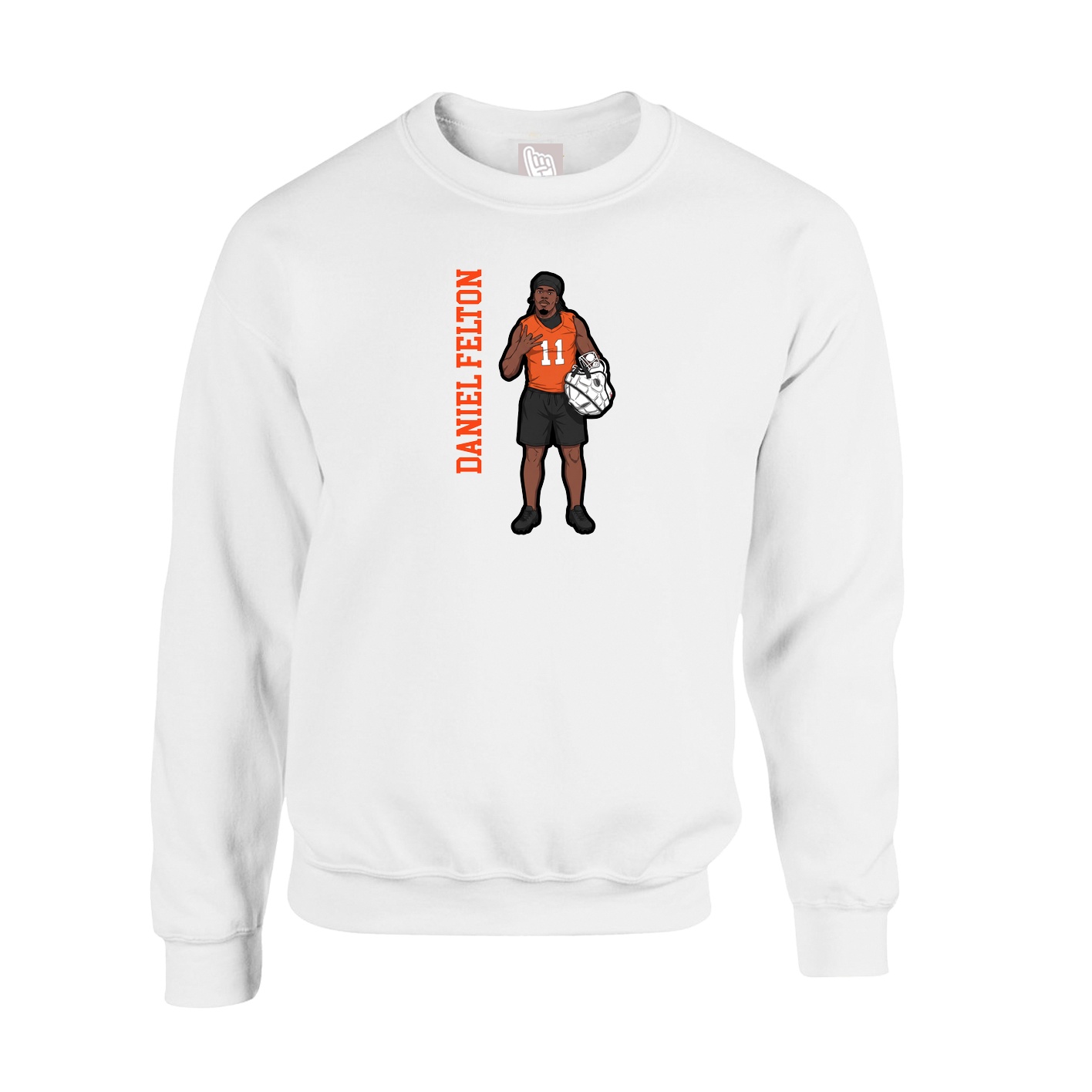 Fleece Crew — Name Vertical in White