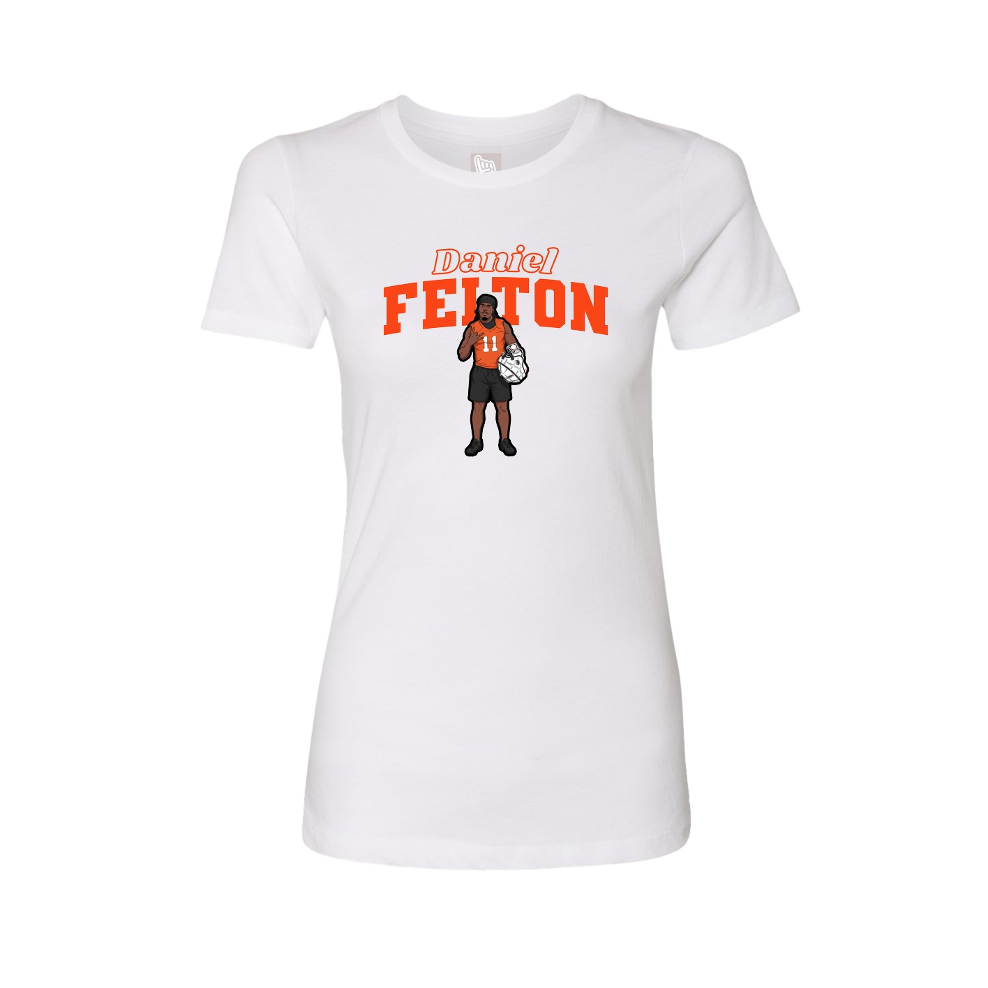 Fitted Women's Tee — Name Arch in White