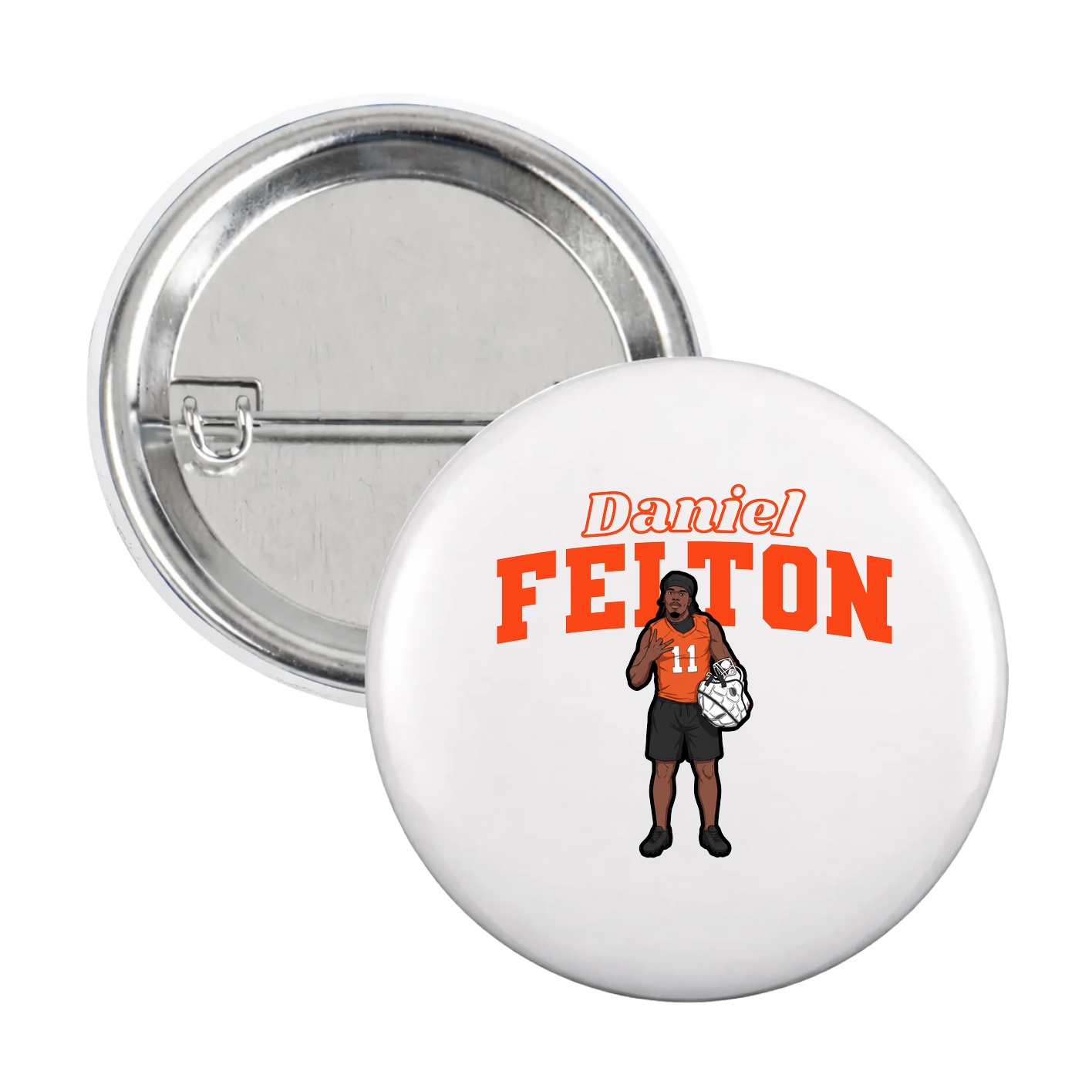 Game Day Button — Name Arch in White
