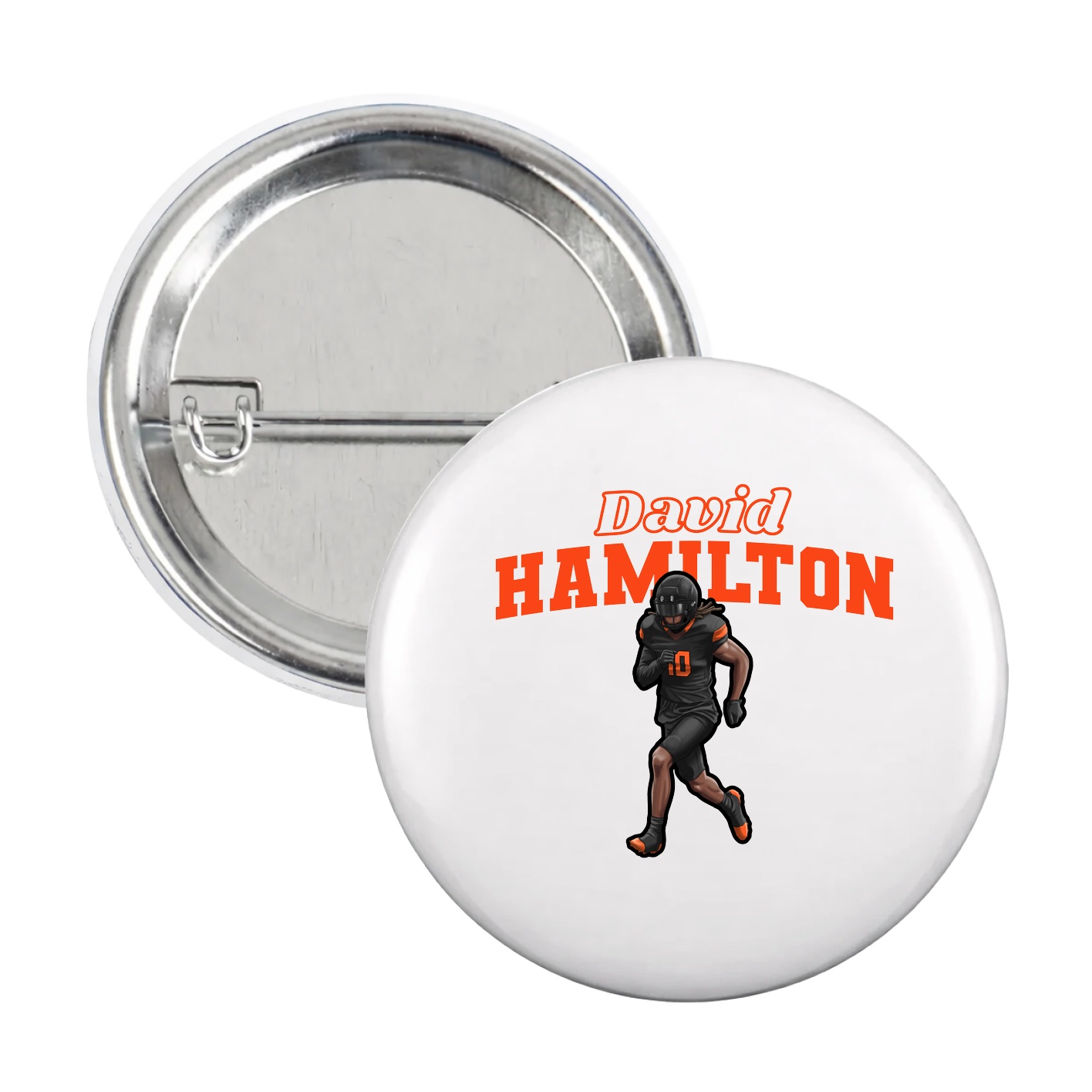 Game Day Button — Name Arch in White