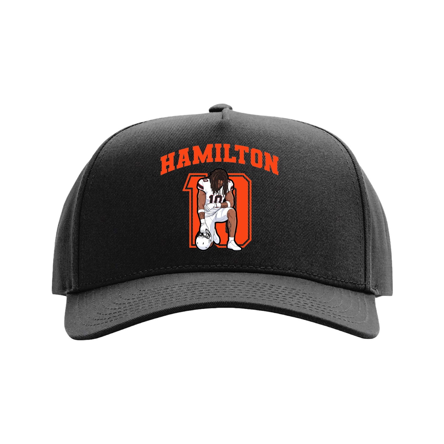 Full Fabric Five-Panel Champ Cap — Number in Black