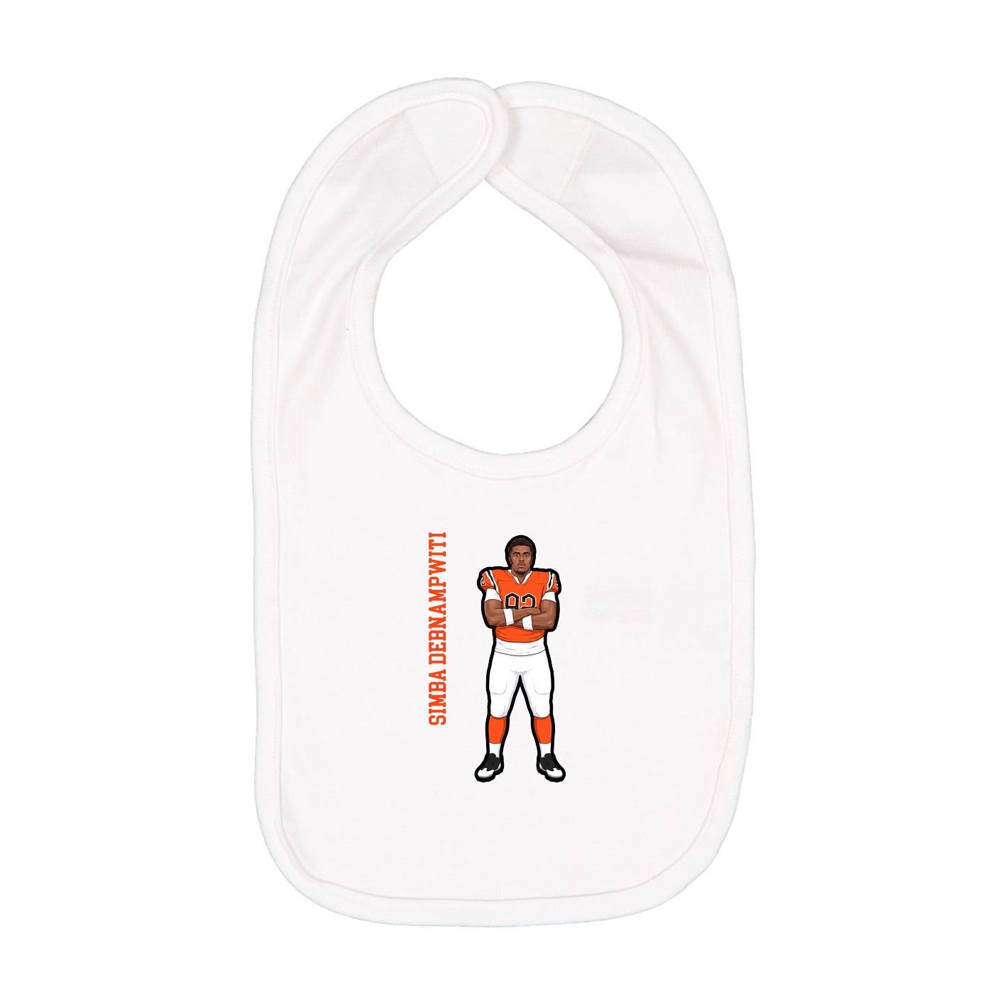 Infant Bib — Name Vertical in White