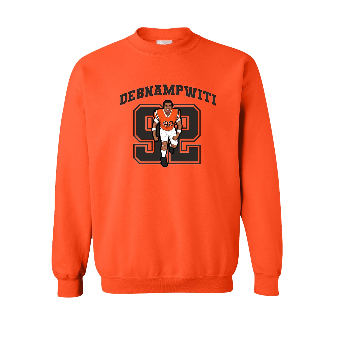 Fleece Crew — Number in Orange