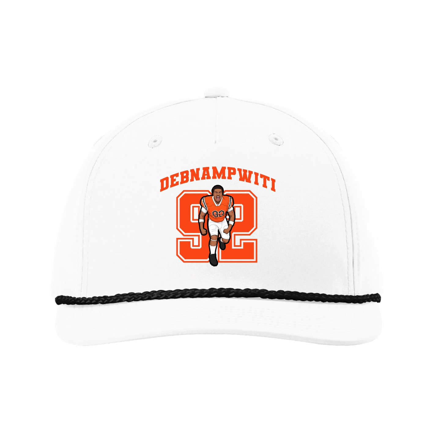 Five-Panel Classic Rope Cap — Number in White