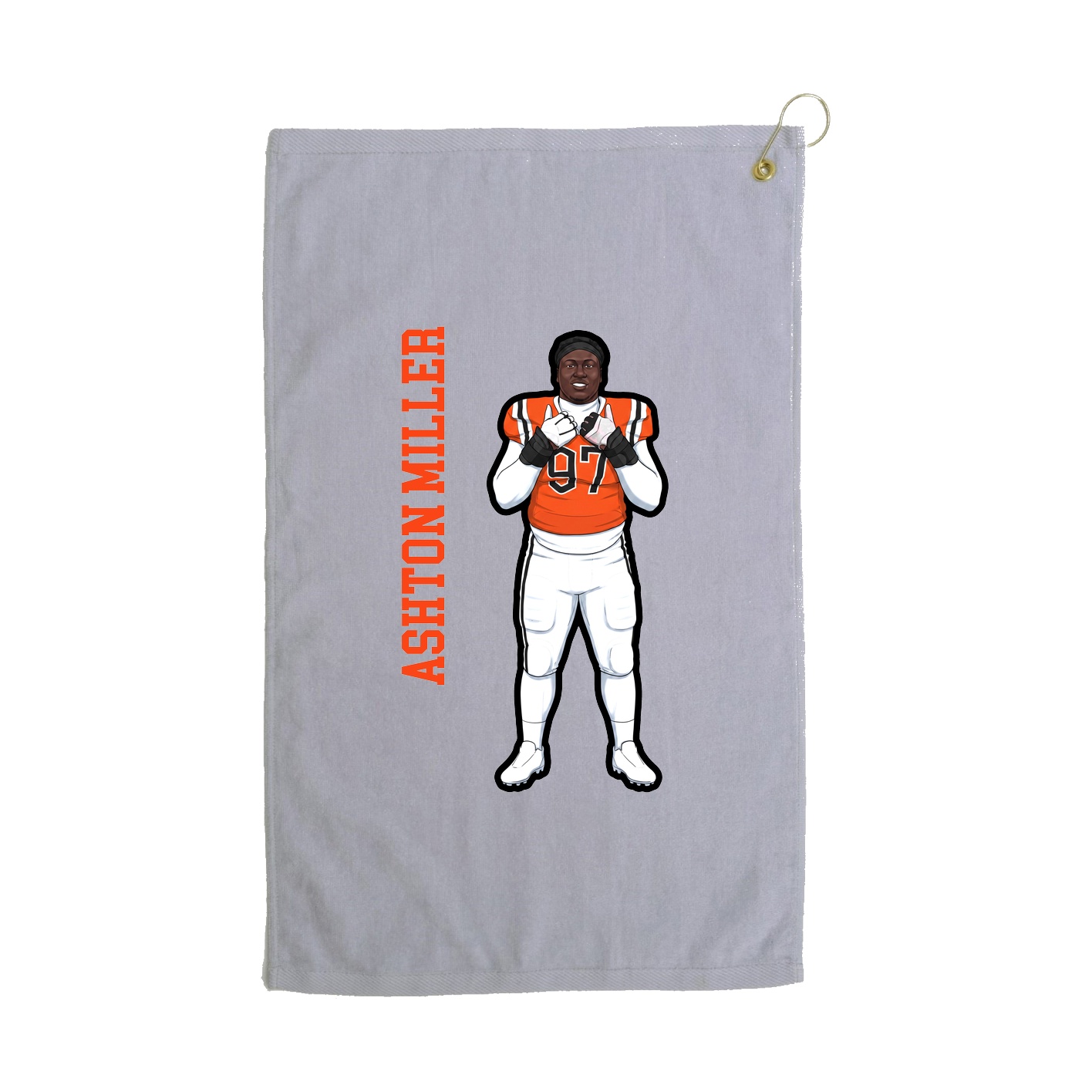 Golf Towel — Name Vertical in Grey
