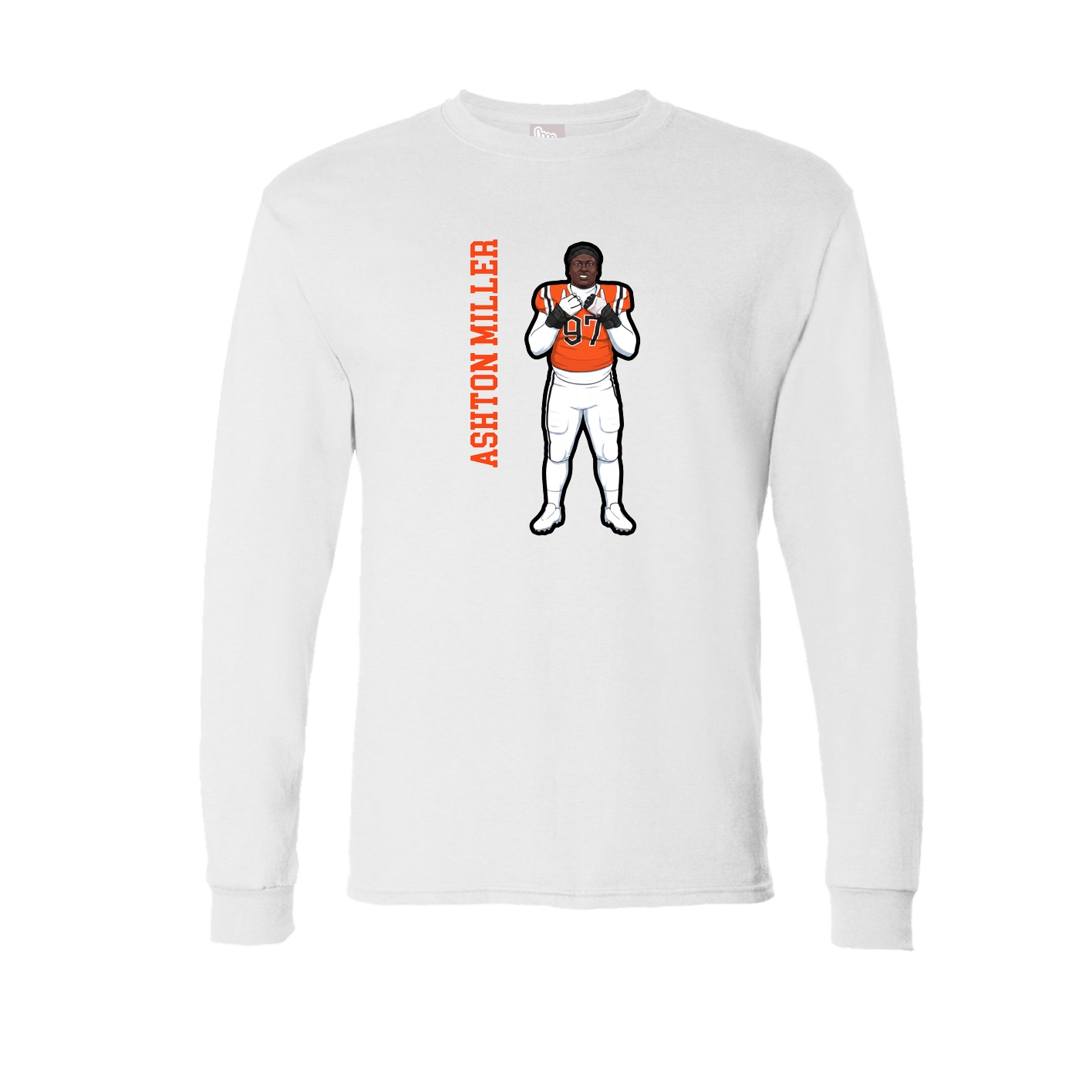 Long Sleeve Tee — Name Vertical in White