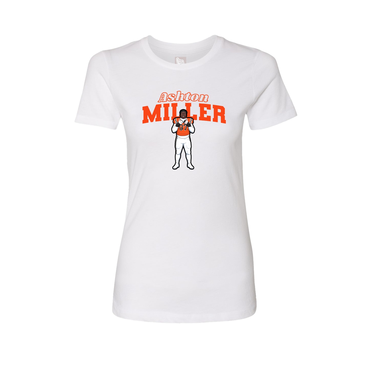 Fitted Women's Tee — Name Arch in White