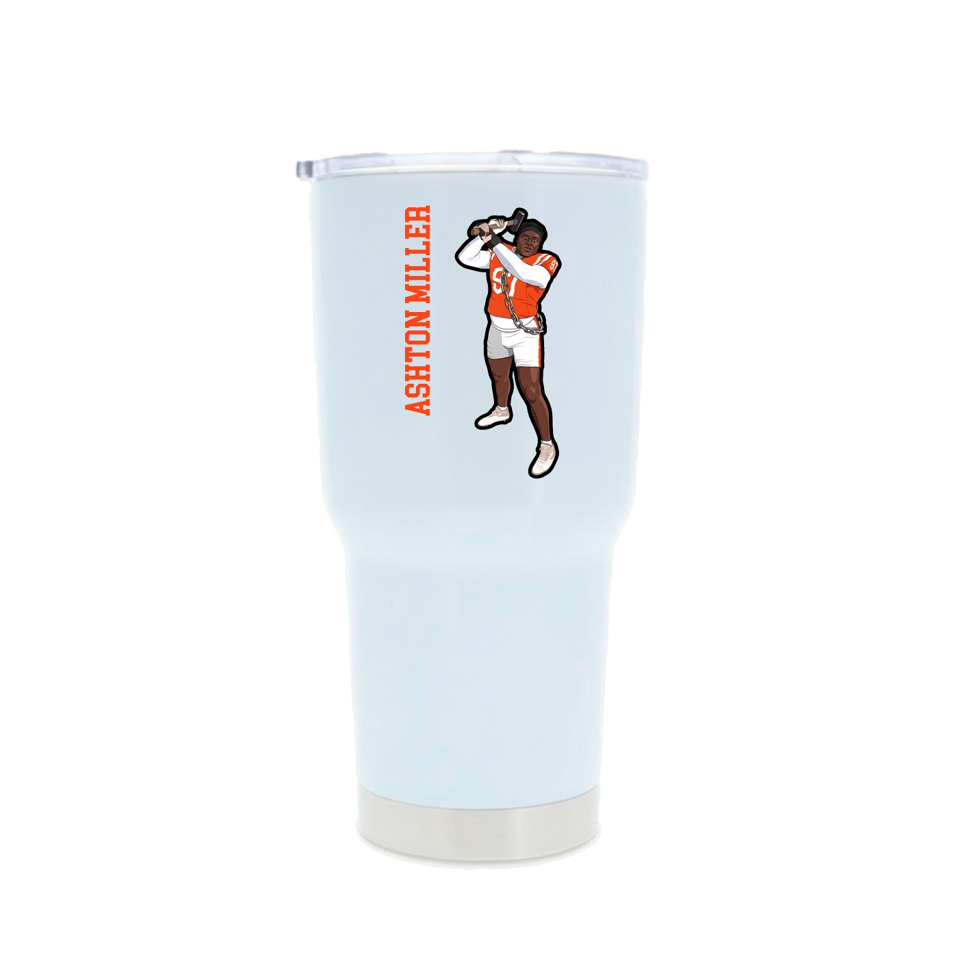 30oz Stainless Steel Tumbler — Name Vertical in White