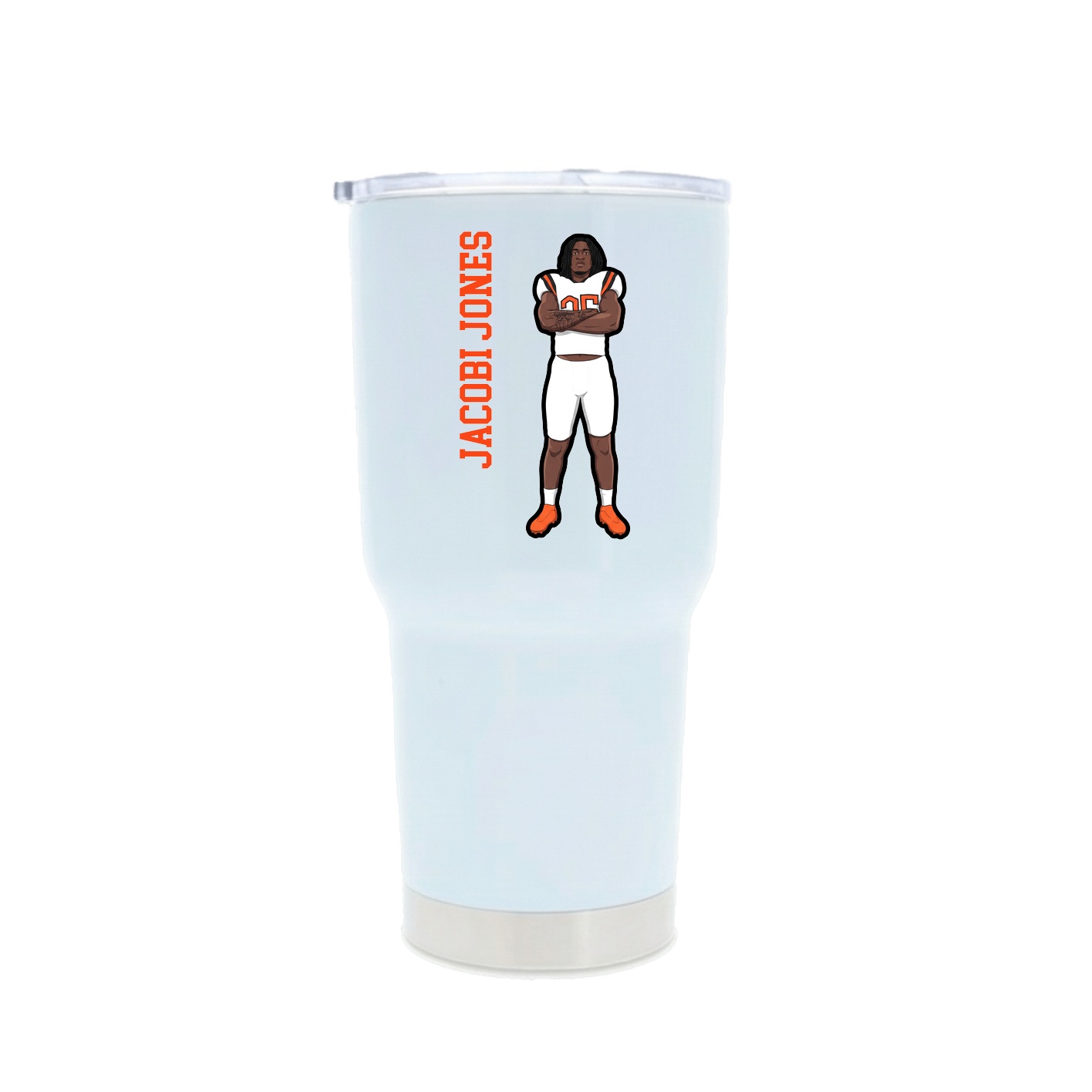 30oz Stainless Steel Tumbler — Name Vertical in White