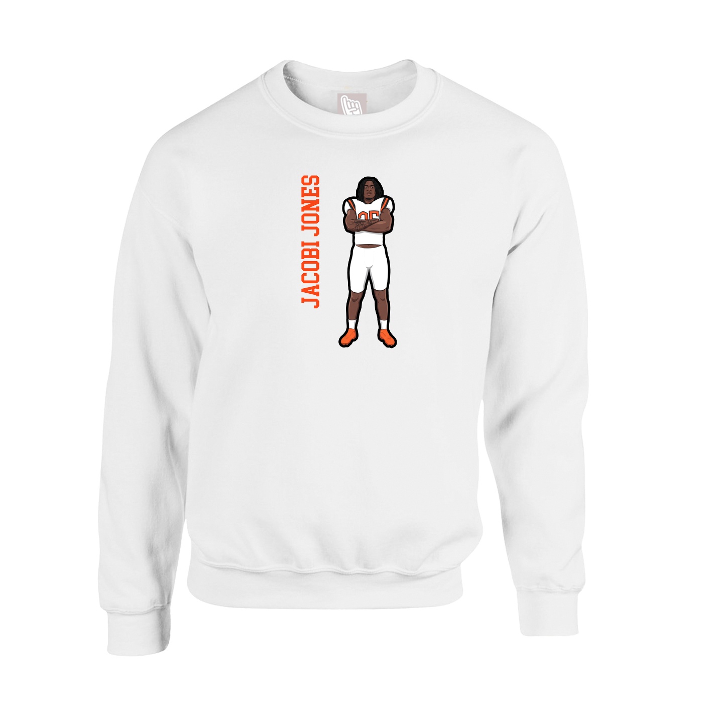 Fleece Crew — Name Vertical in White
