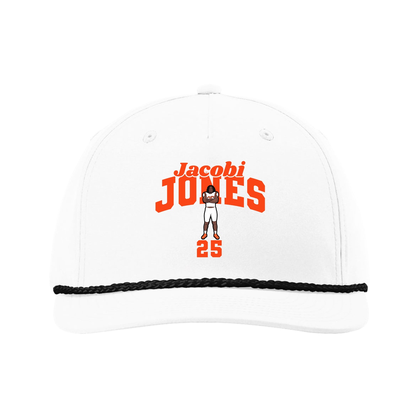 Five-Panel Classic Rope Cap — Signature Arch in White