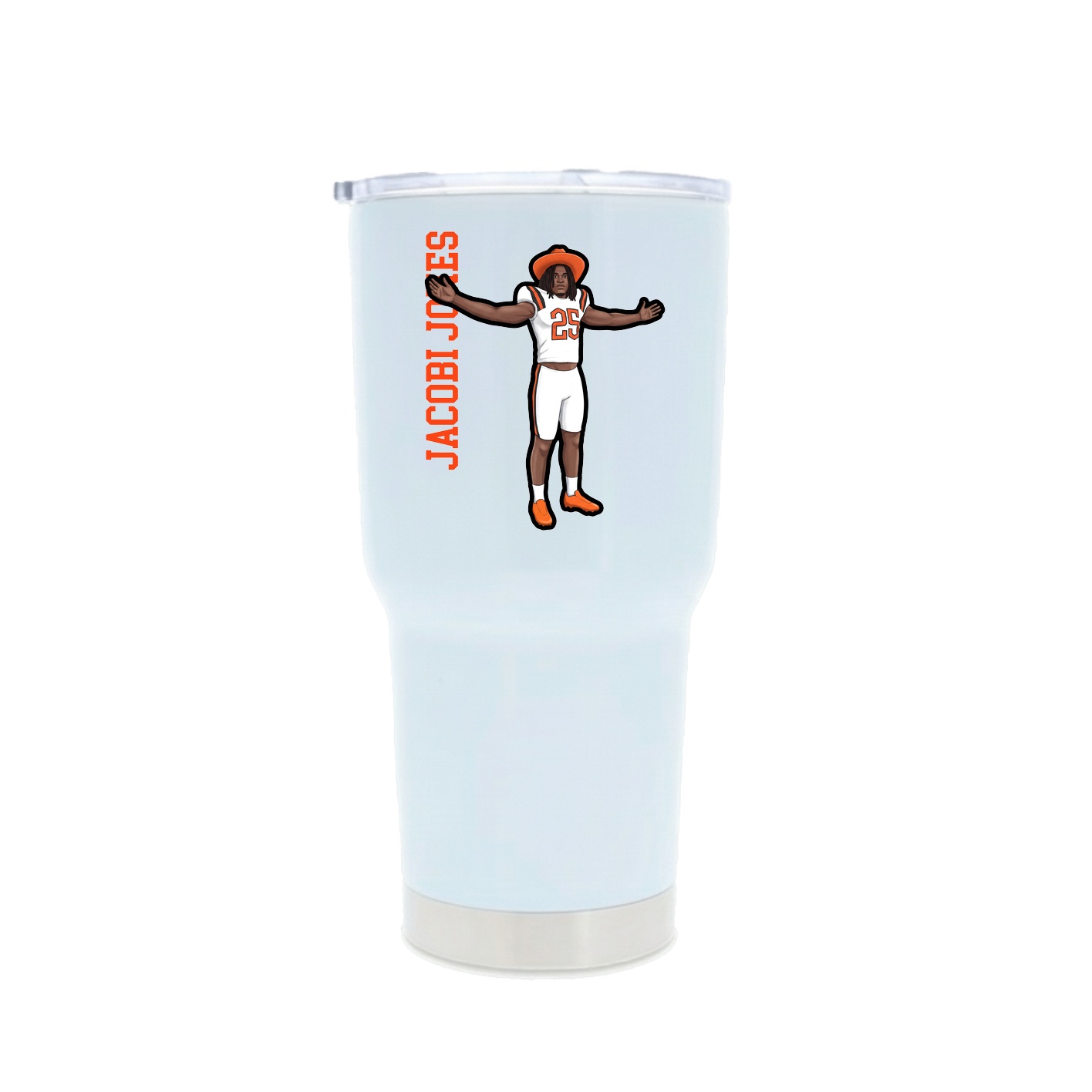 30oz Stainless Steel Tumbler — Name Vertical in White