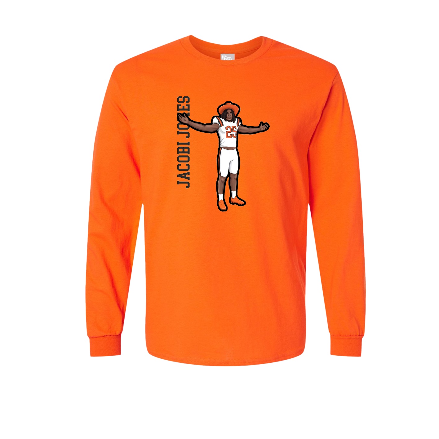 Long Sleeve Tee — Name Vertical in Orange