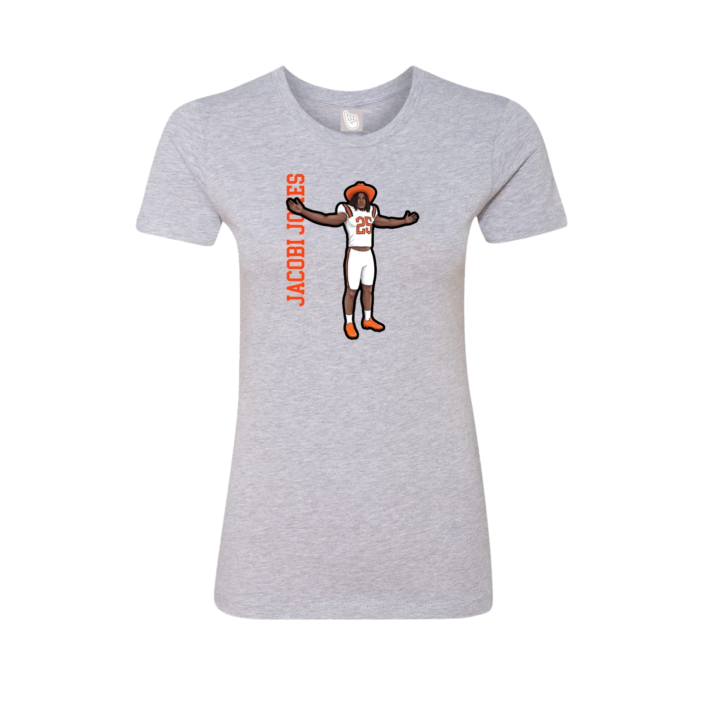Fitted Women's Tee — Name Vertical in Grey