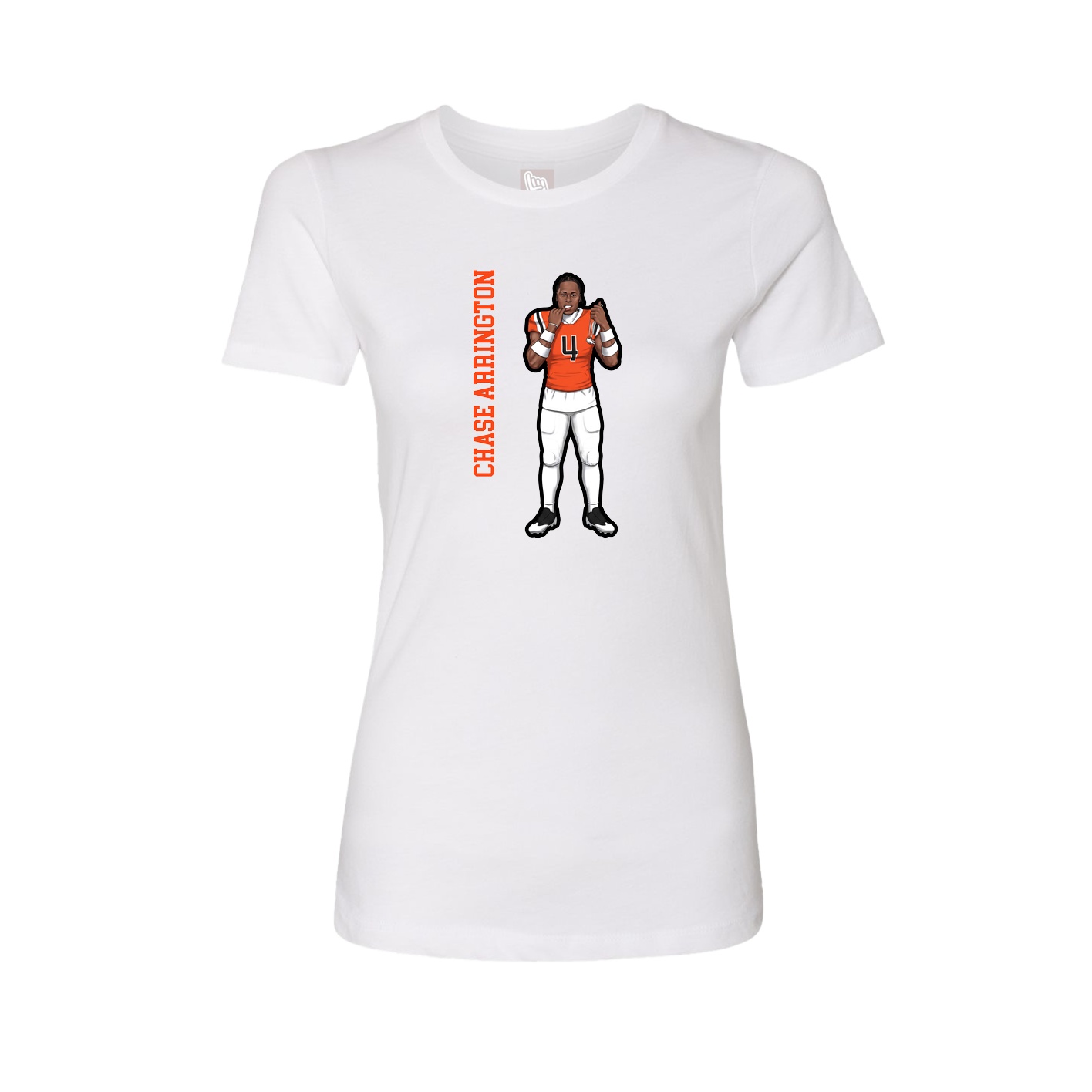 Fitted Women's Tee — Name Vertical in White
