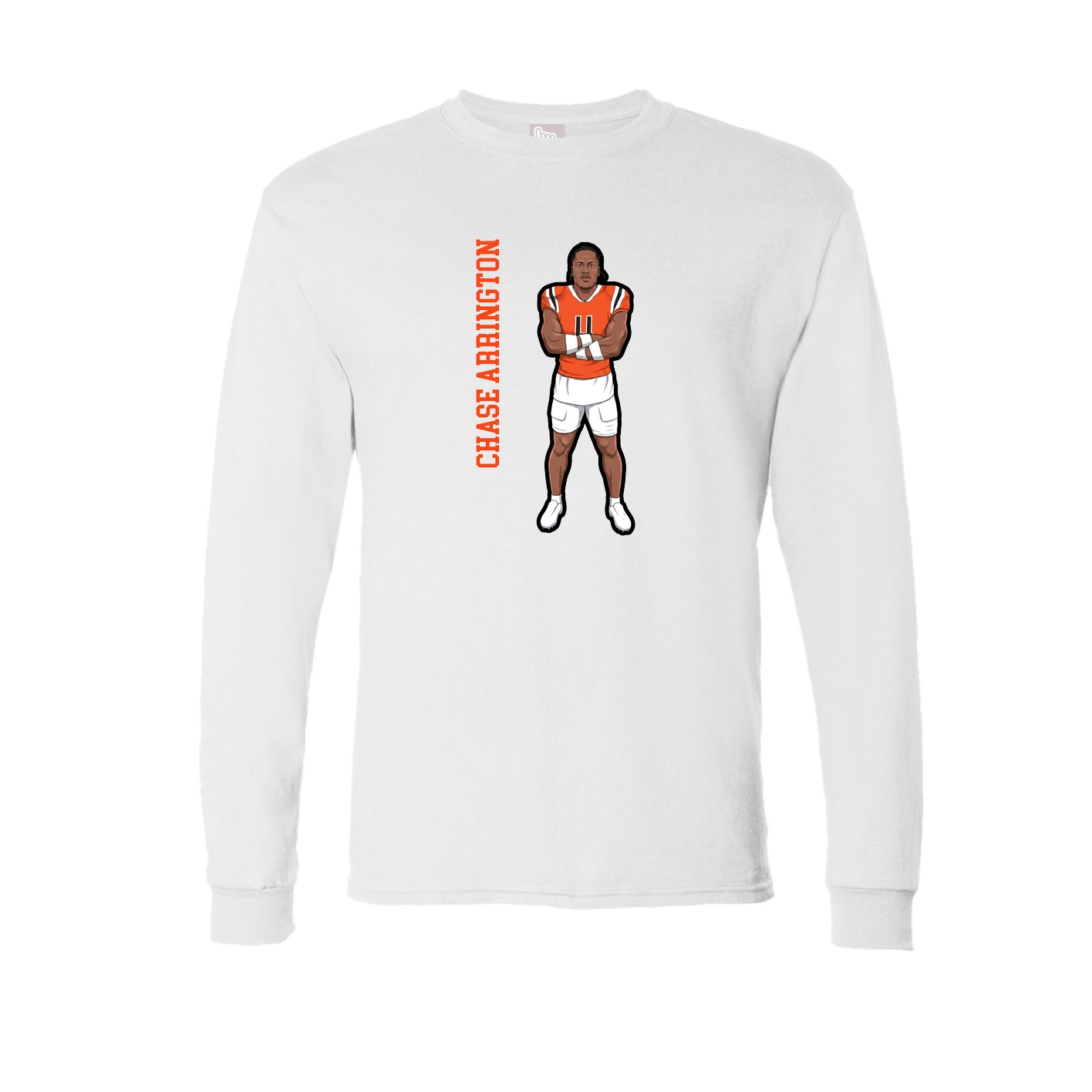Long Sleeve Tee — Name Vertical in White