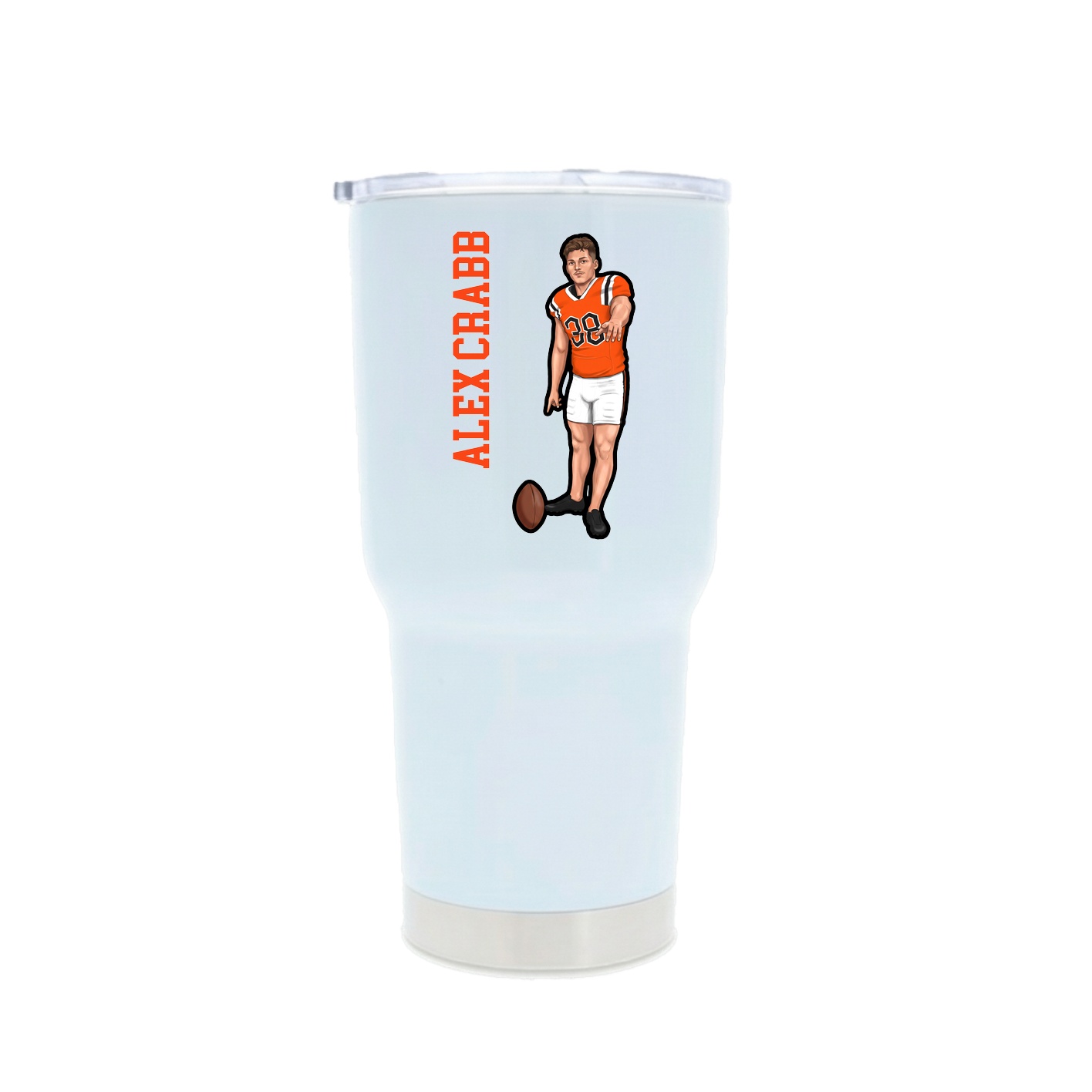 30oz Stainless Steel Tumbler — Name Vertical in White