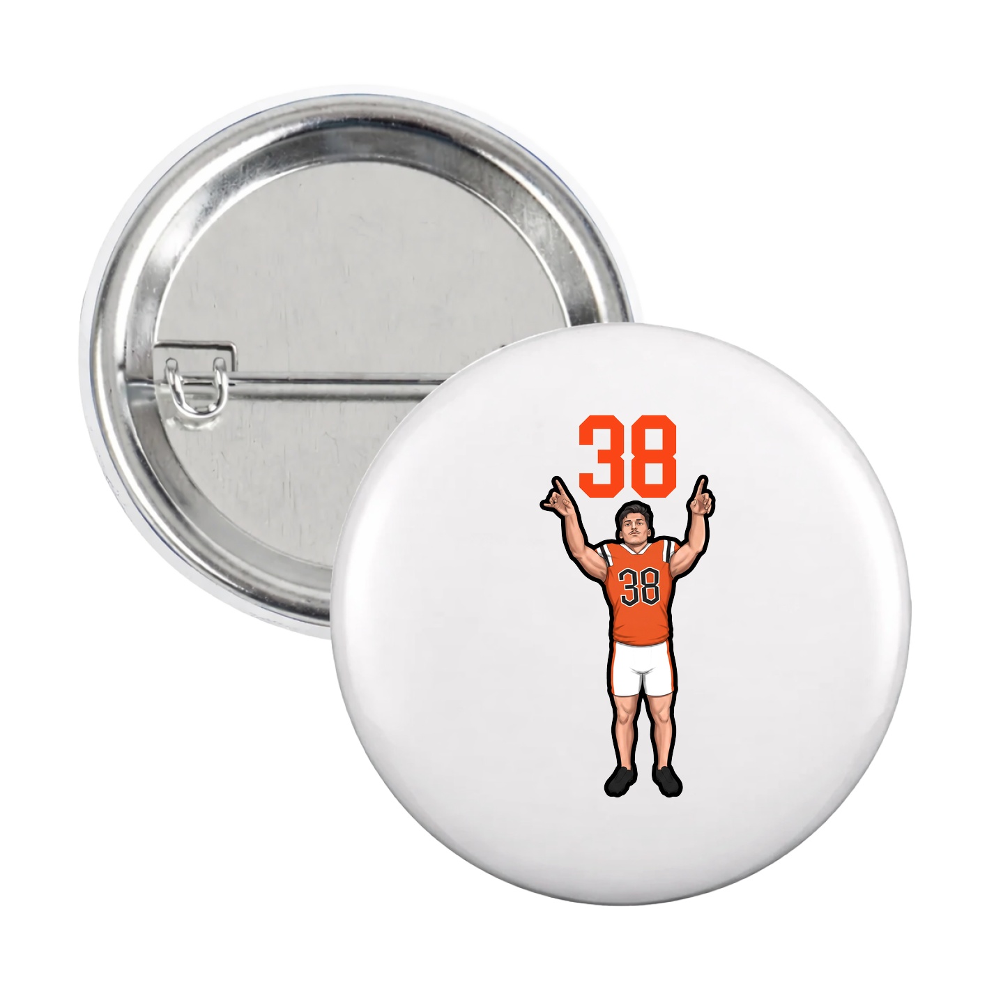 Game Day Button — Number Top in White