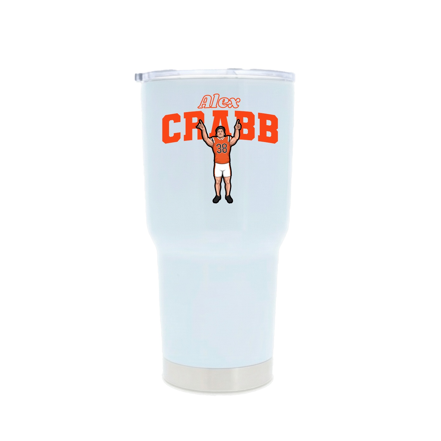 30oz Stainless Steel Tumbler — Name Arch in White