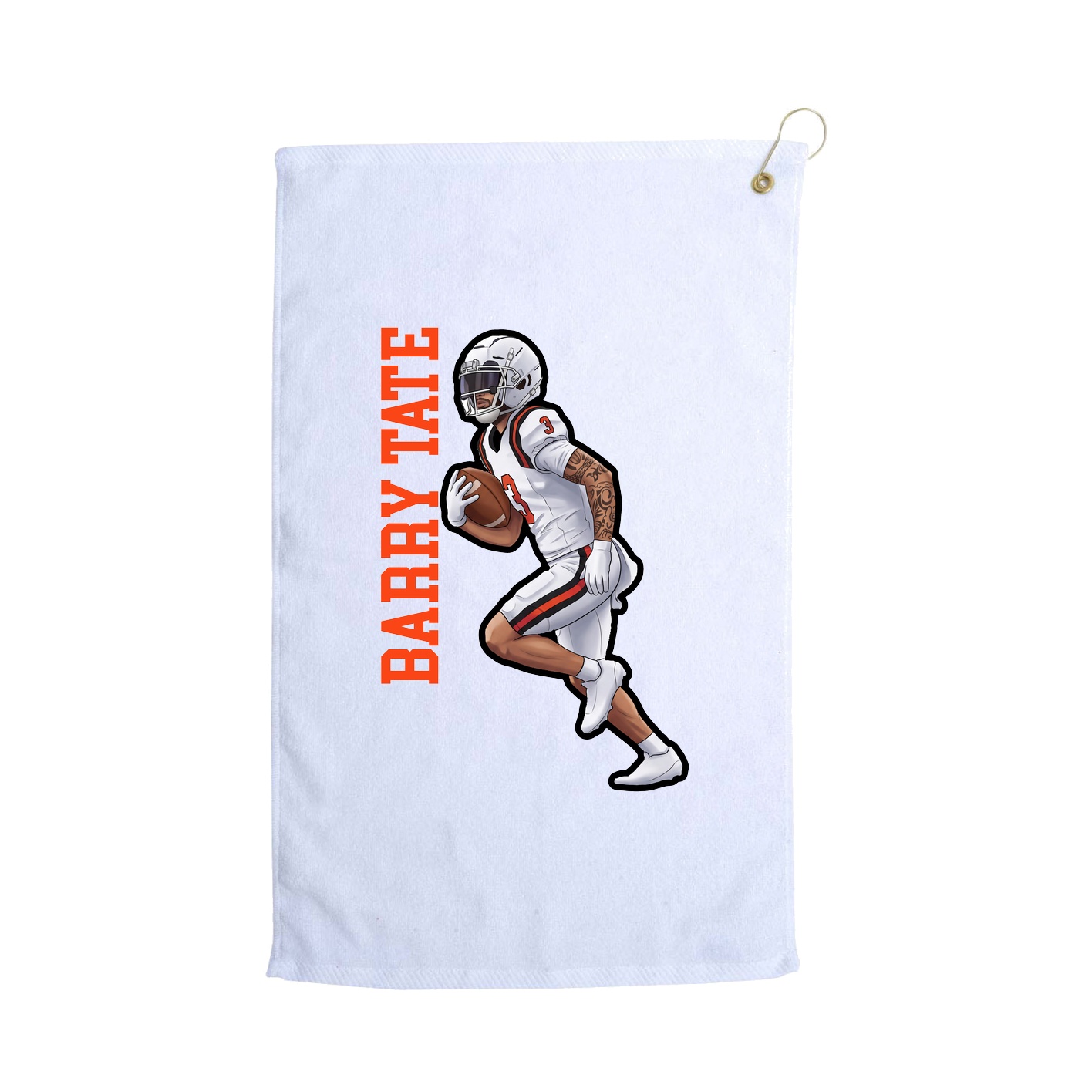 Golf Towel — Name Vertical in White