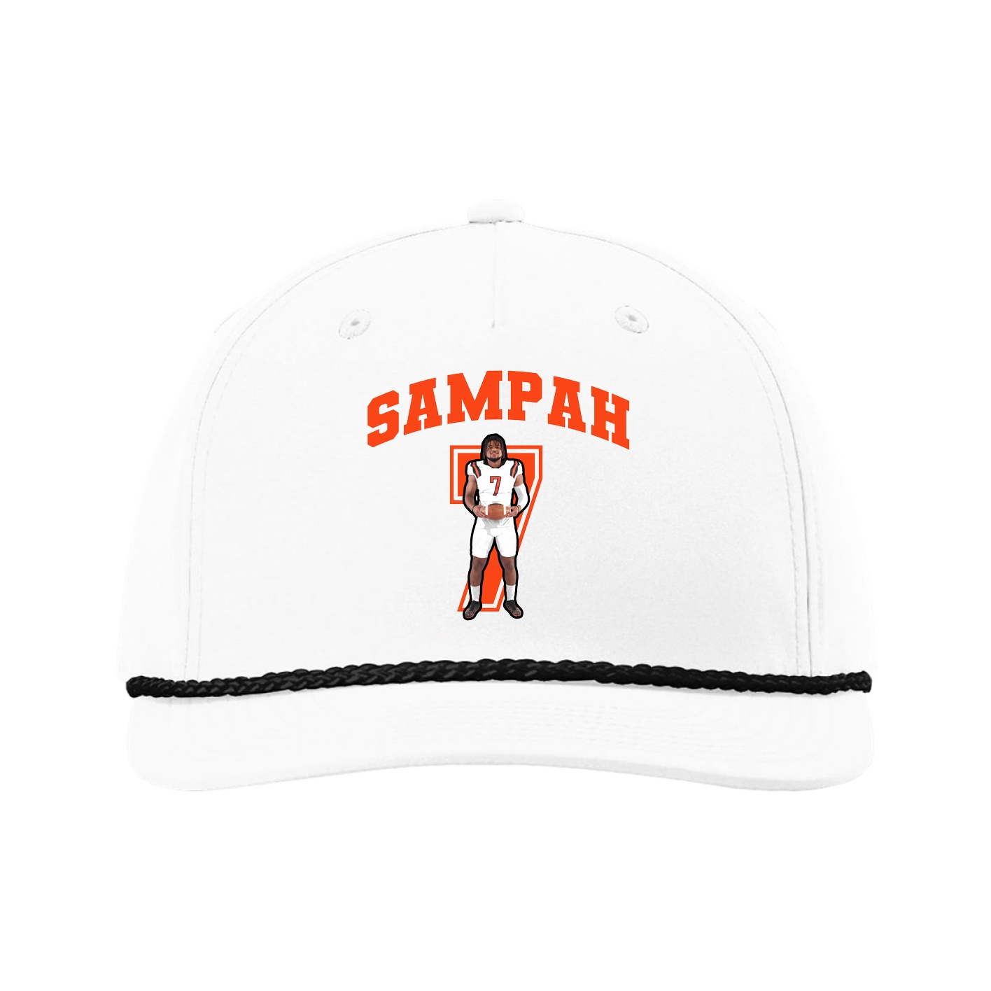 Five-Panel Classic Rope Cap — Number in White