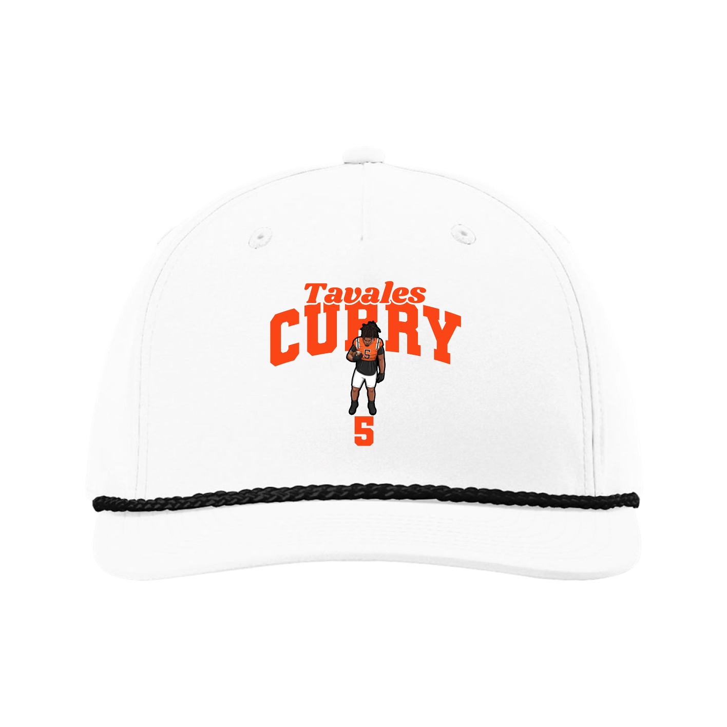 Five-Panel Classic Rope Cap — Signature Arch in White