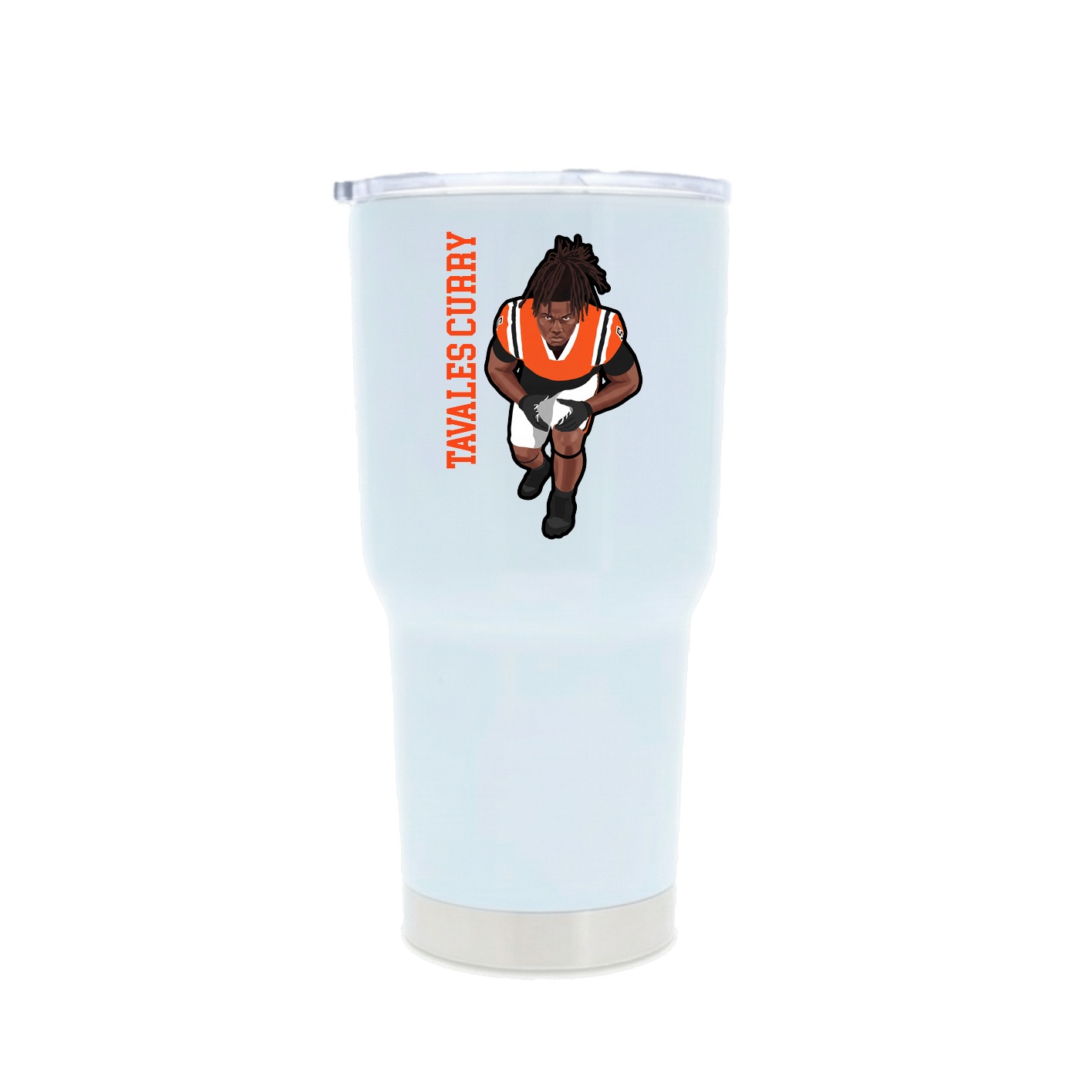 30oz Stainless Steel Tumbler — Name Vertical in White