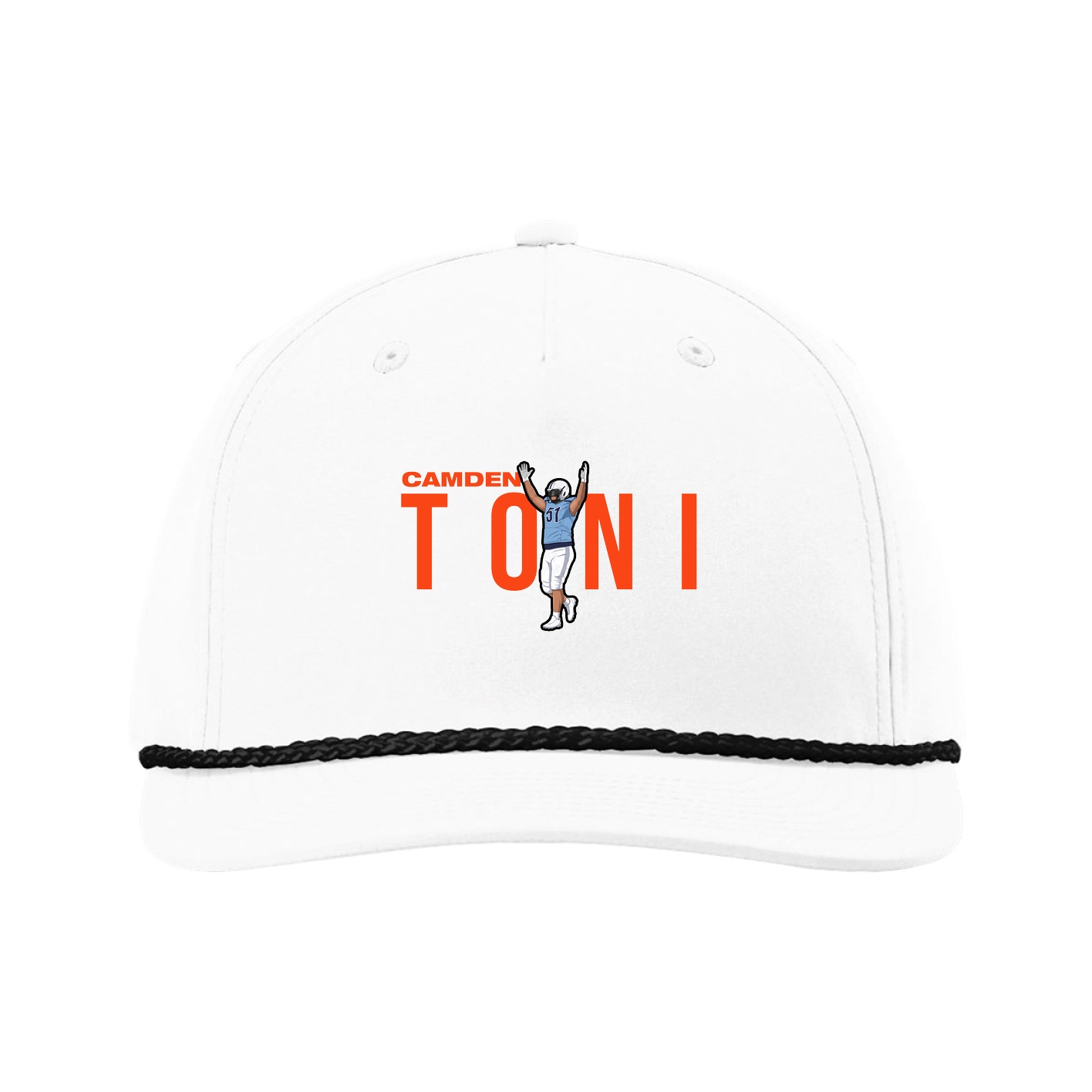 Five-Panel Classic Rope Cap — Player Name in White