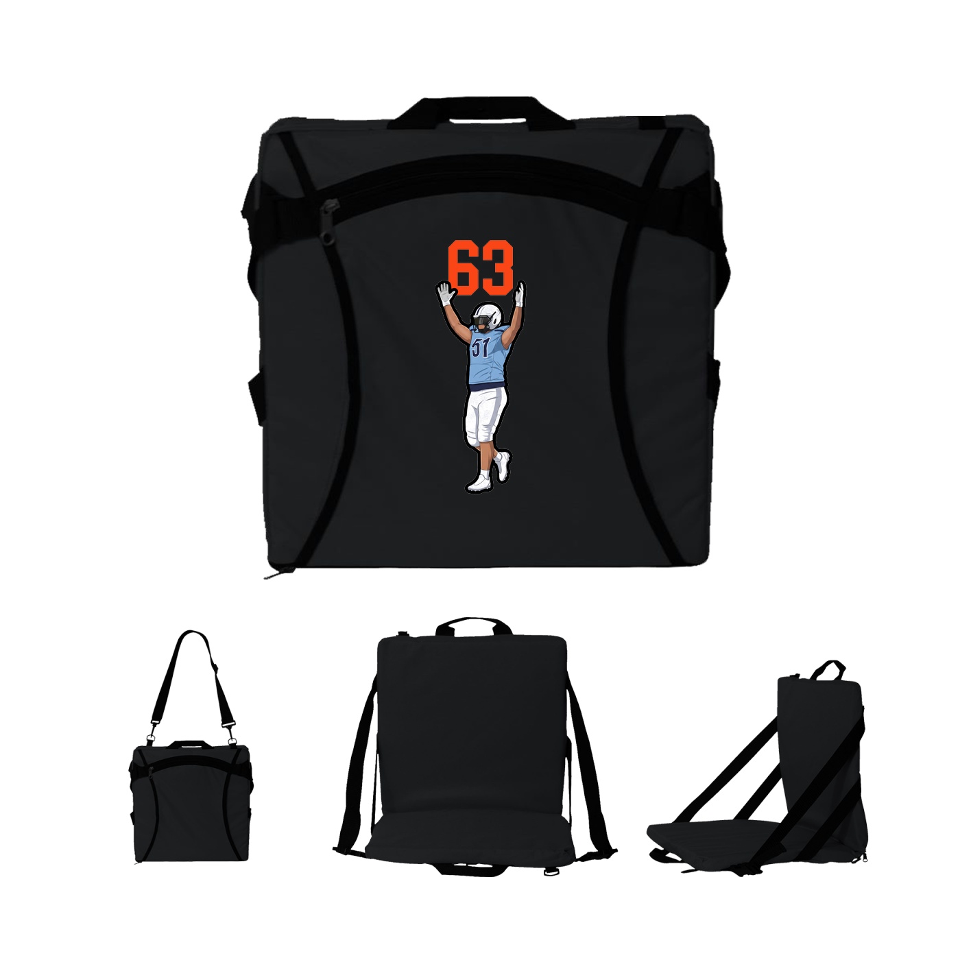 Folding Stadium Seat — Number Top in Black