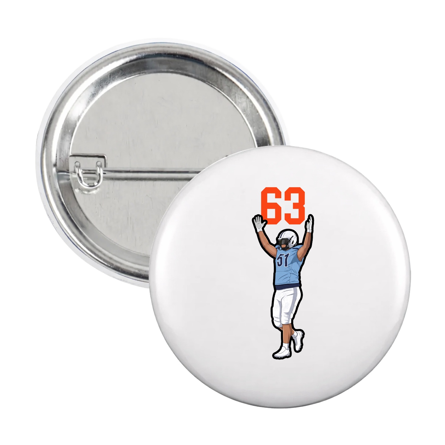 Game Day Button — Number Top in White