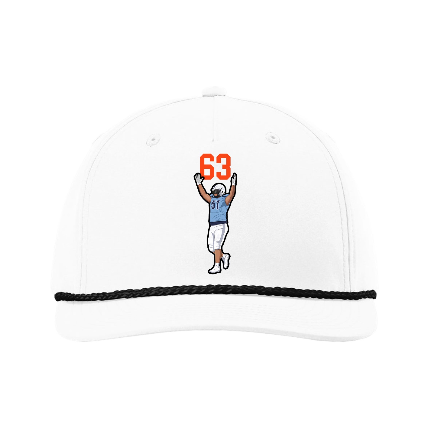 Five-Panel Classic Rope Cap — Number Top in White